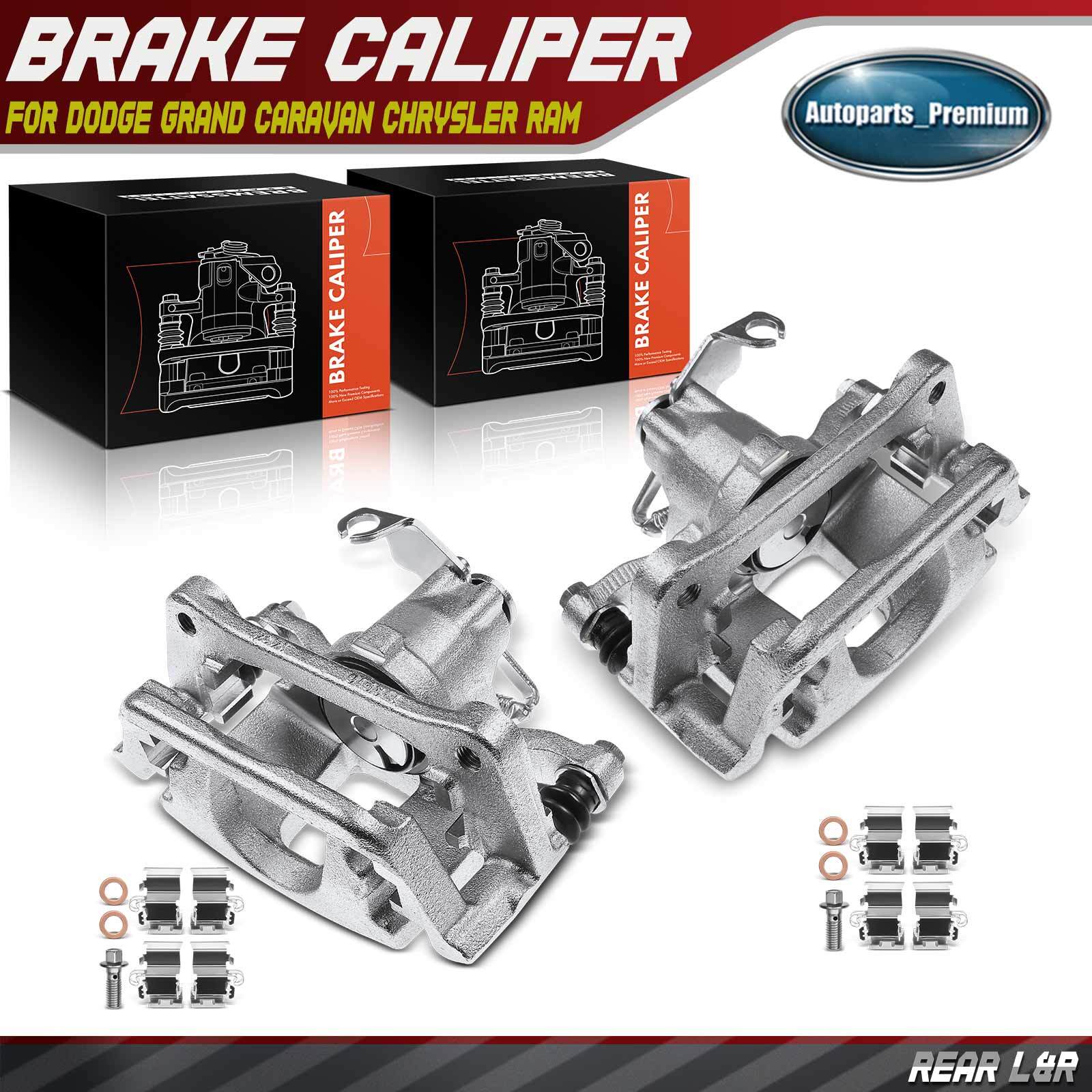 Pair Rear Brake Calipers with Bracket for Dodge Grand Caravan 12-16 Chrysler Ram