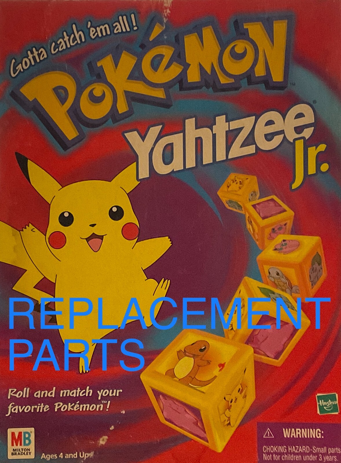Board Game Parts: POKEMON YAHTZEE JR, Milton Bradley, 1999