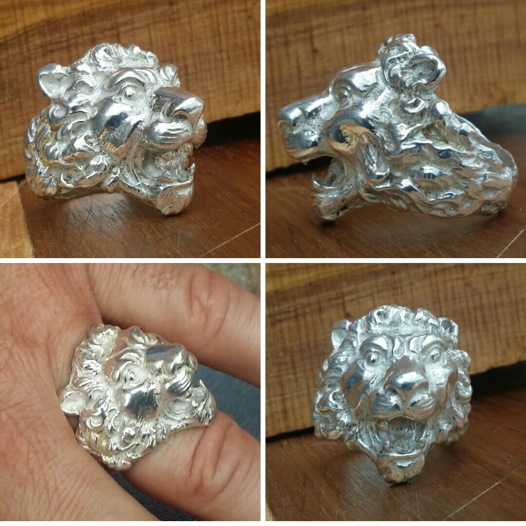 925 MENS SILVER RING SEAL LION SOLID HEAD