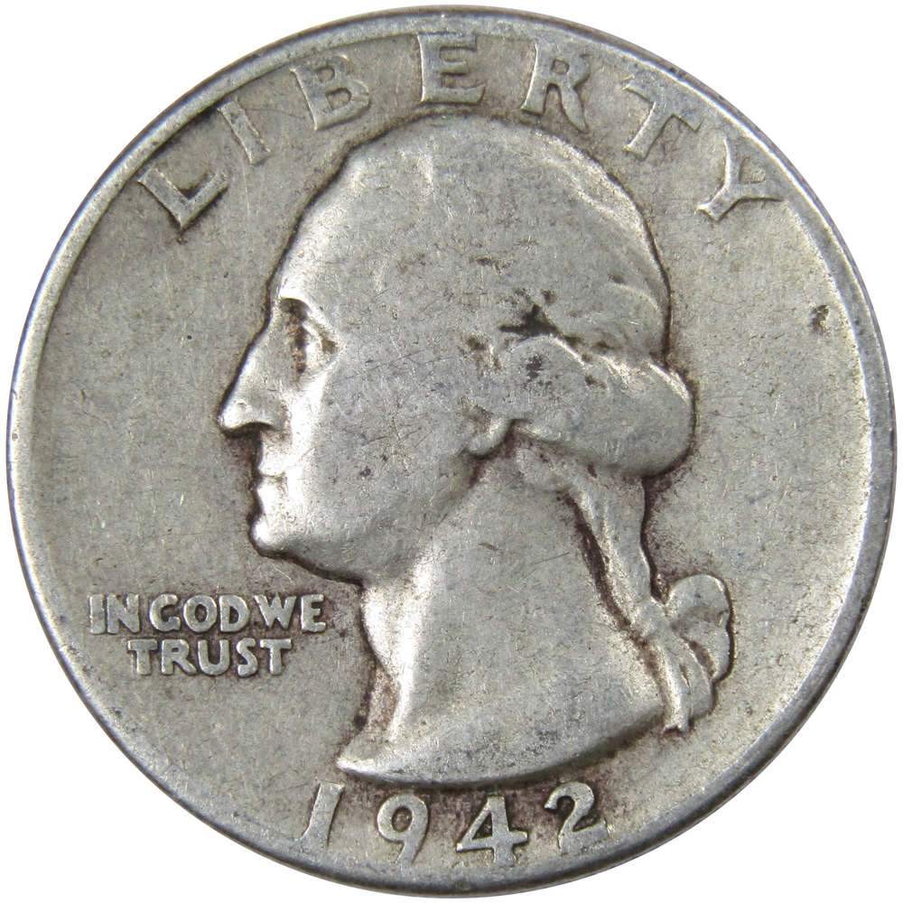 1942 Washington Silver Quarter VF Very Fine 25c Coin Collectible