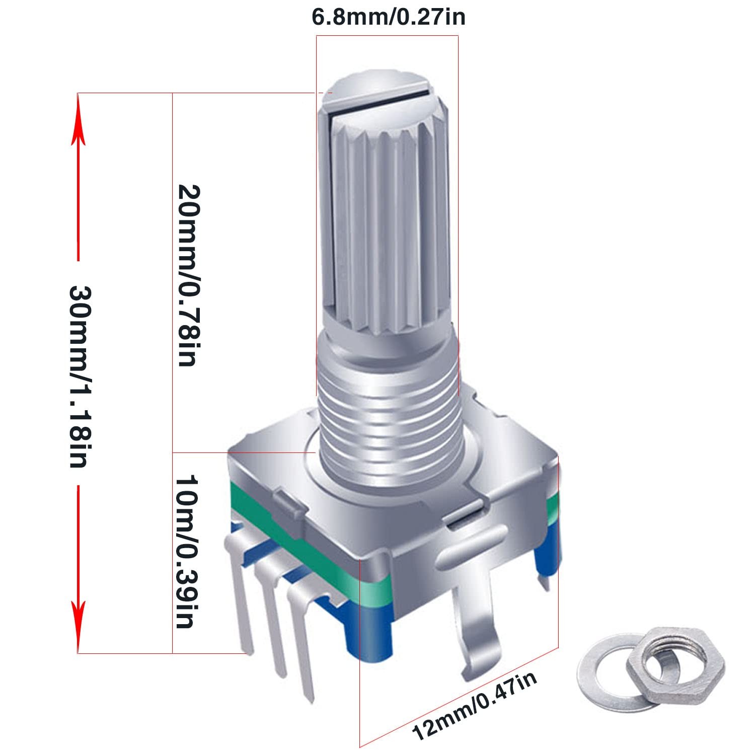 5pcs EC11 360° Rotary Encoder Push Button 5-Pin Digital Potentiometer US