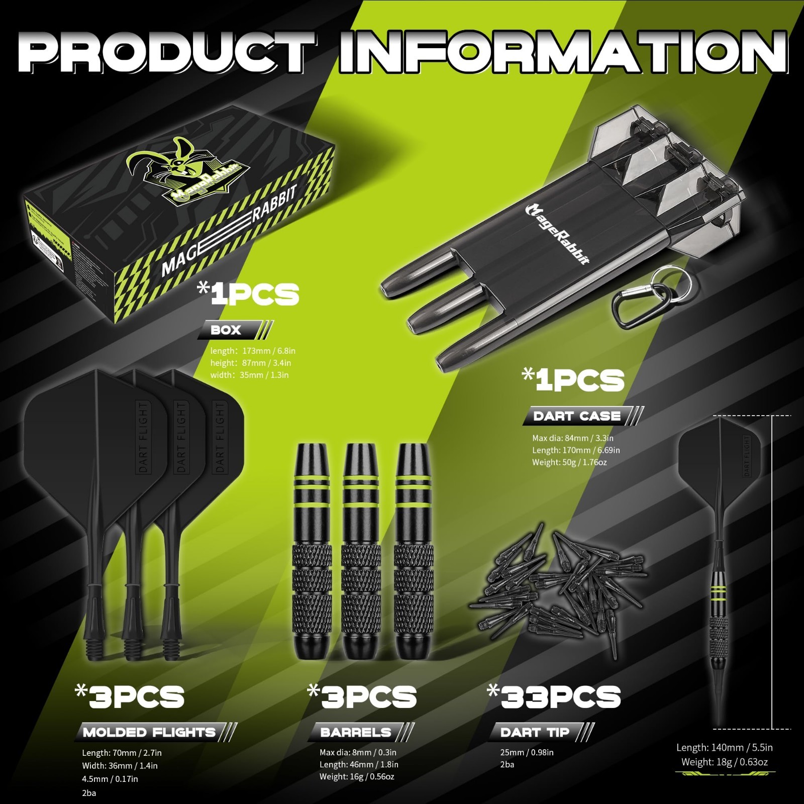 Professional Soft Tip Darts Set - 3 Pack 18g with Carrying Case, Copper Barrels