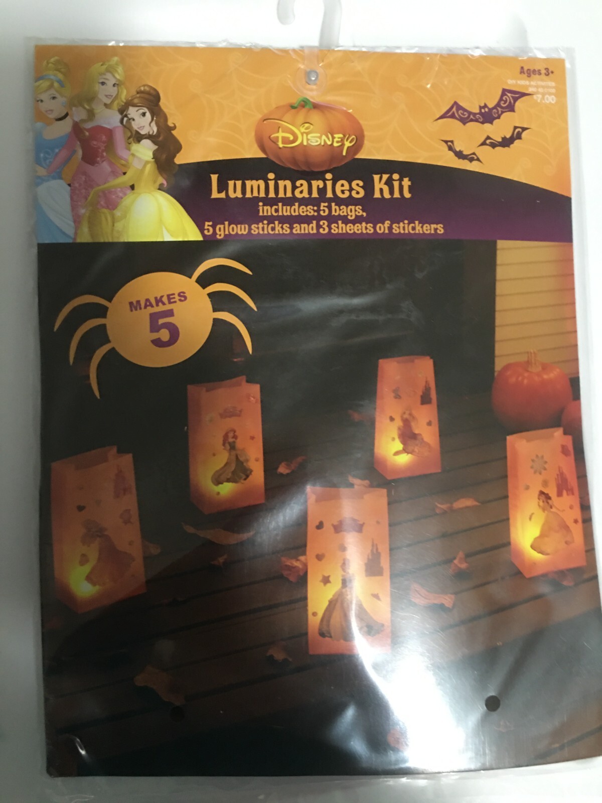 Disney Princesses DIY Kids Luminaries Kit 5 Bags Glow Sticks Stickers Ages 3+
