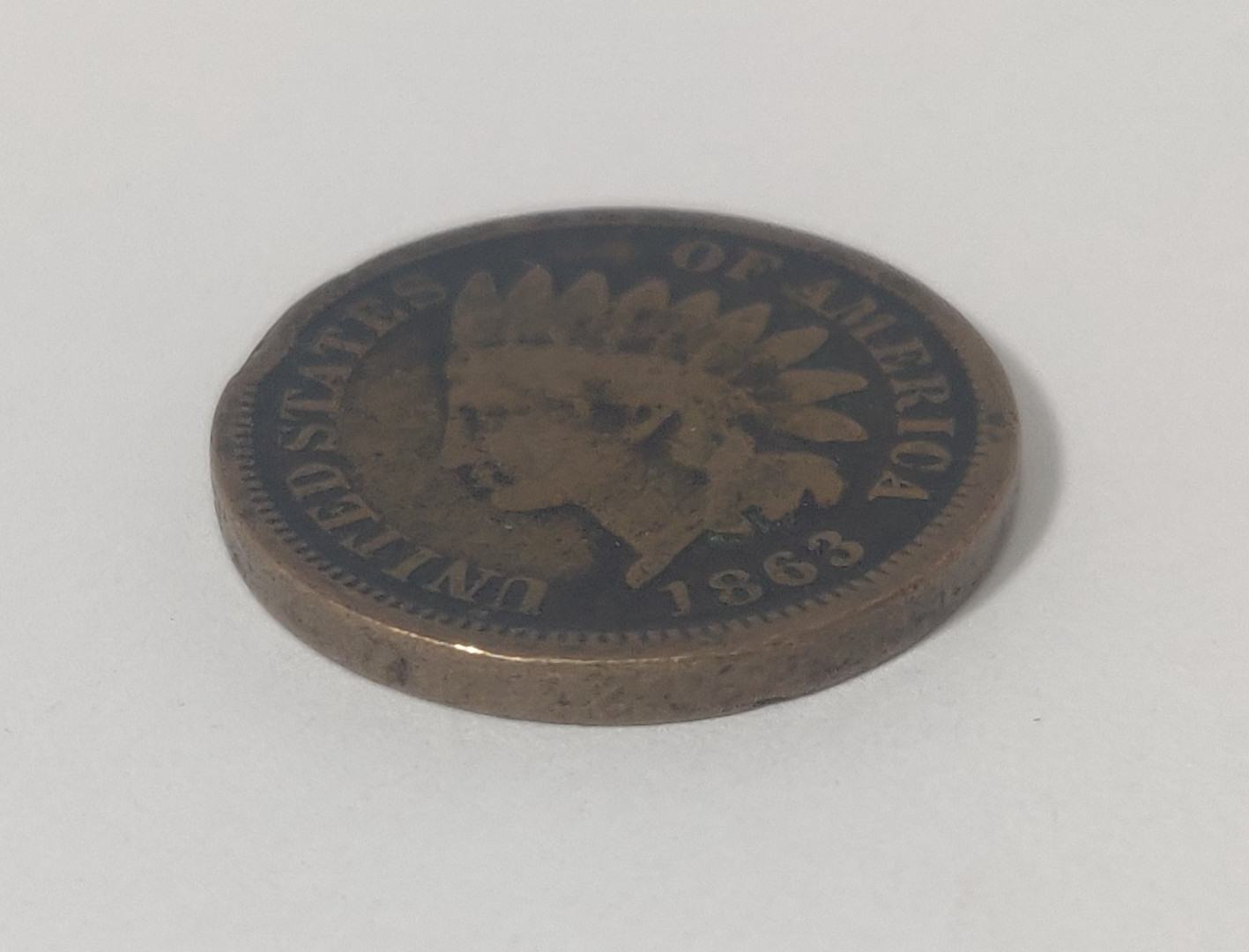 1863 INDIAN HEAD CENT WITH RIM DINGS