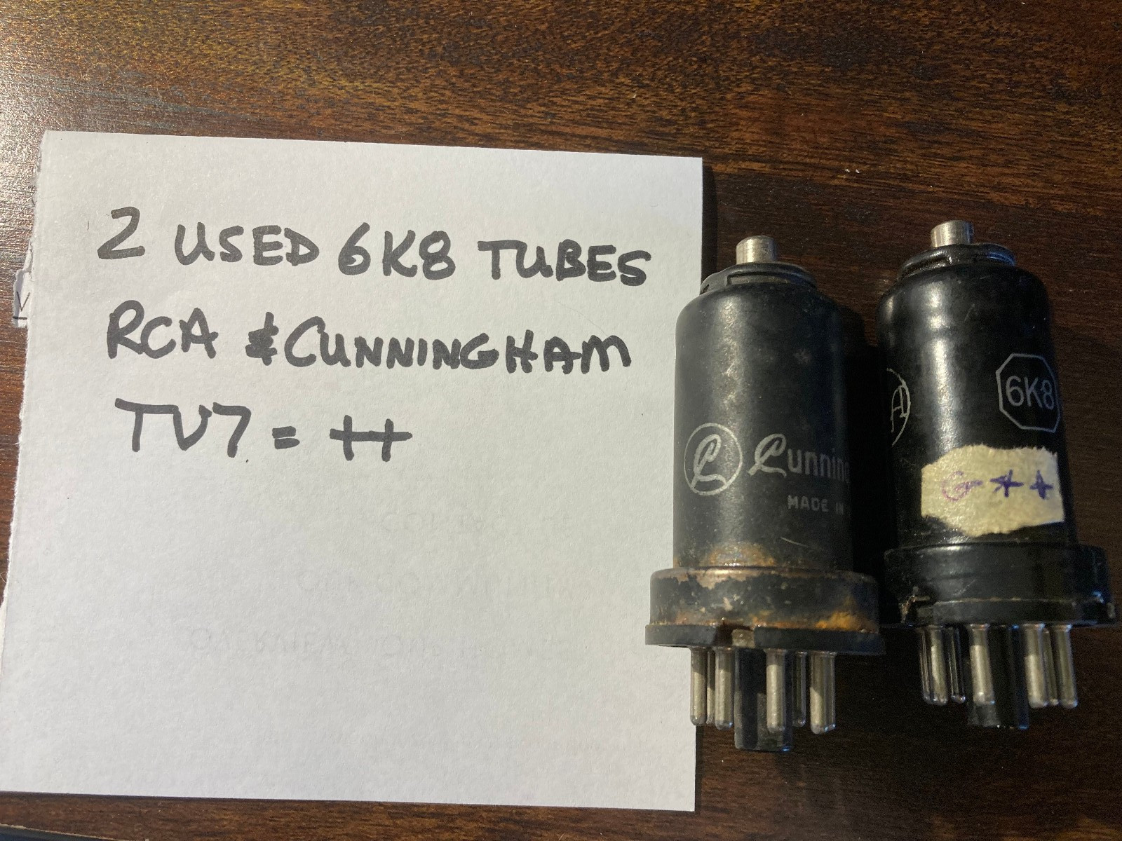 2 used type 6K8 RCA Cunningham radio vacuum tubes TV7=EX