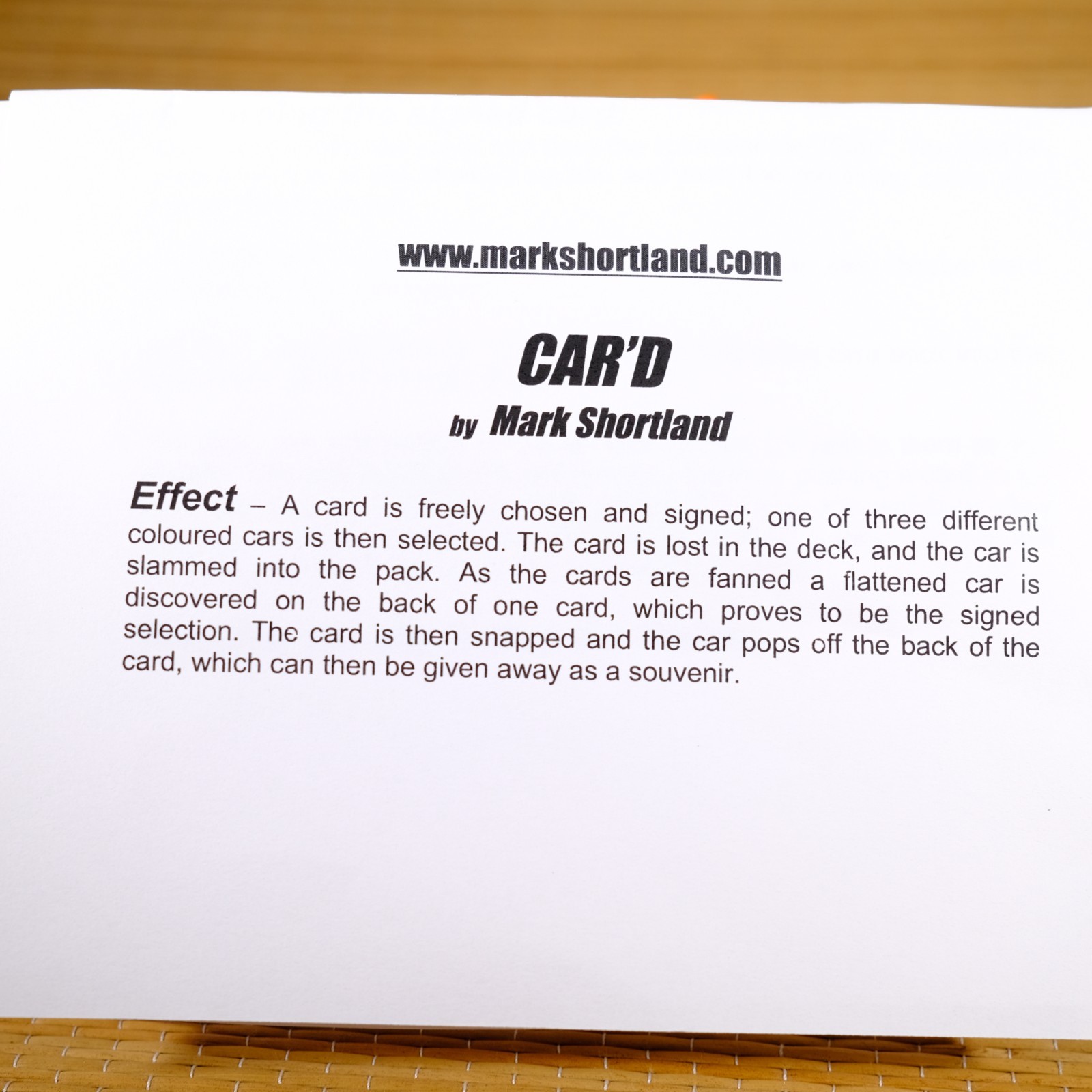 Mark Shortland Lecture Trick - CAR'D