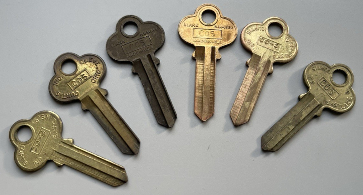 Vintage Curtis CO5 Brass Key Blanks USA (Lot Of 6) NOS Locksmith