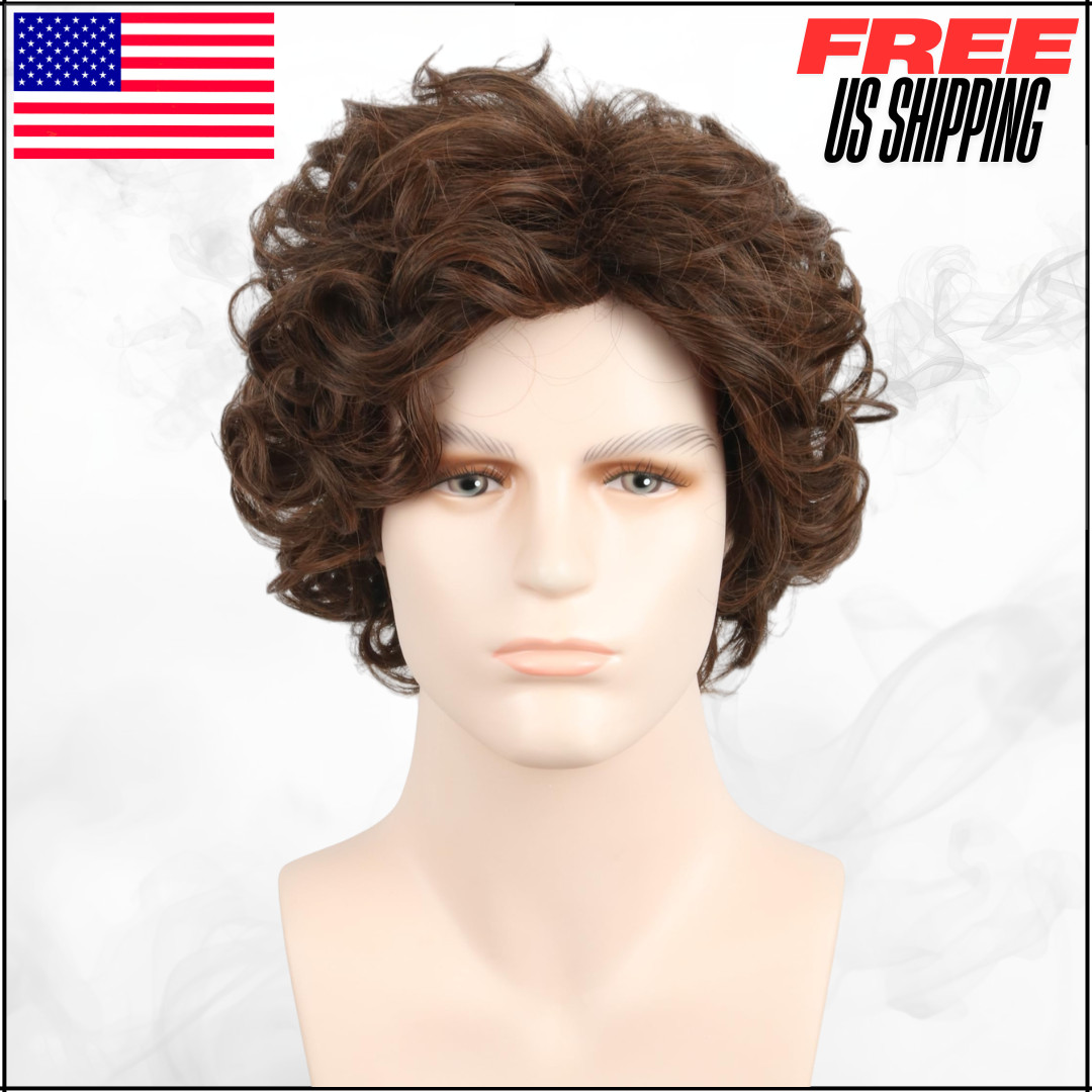 Natural Layered Brown Wig For 70s 80s Disco Rocker Halloween Costume Cosplay