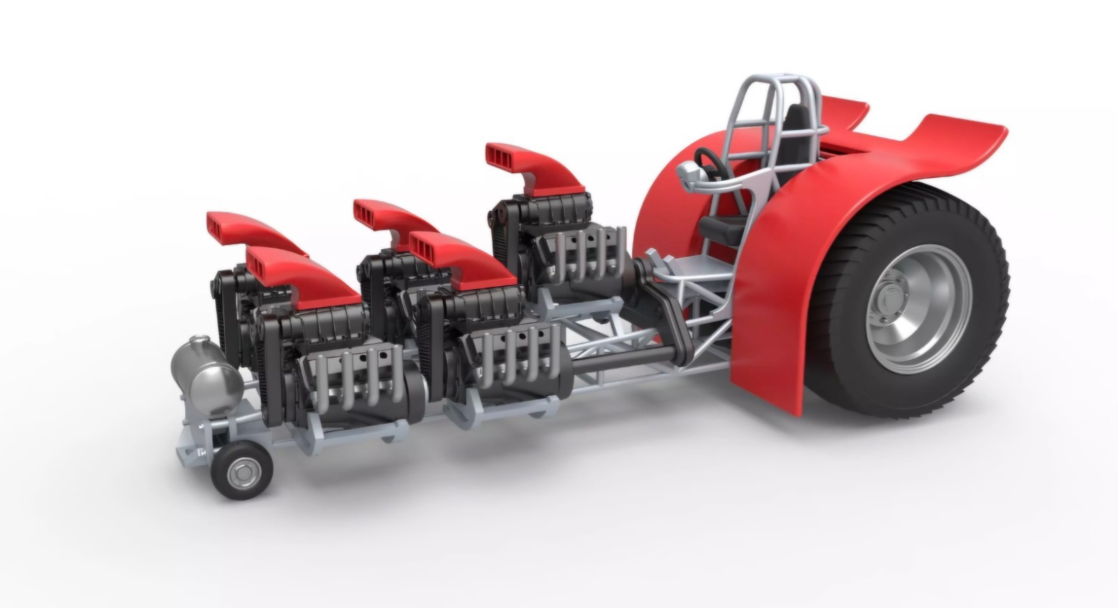 3D Printed 1:25 Scale Pulling Tractor with 5 Engines Model Kit