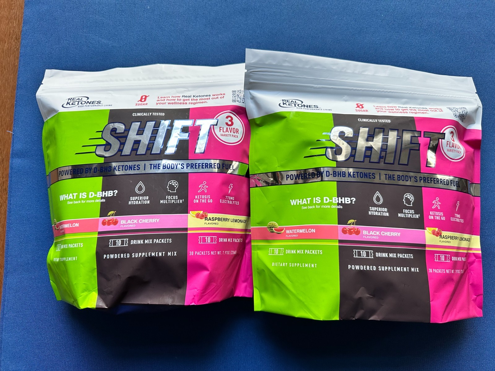 2 x Real Ketones  SHIFT Variety Pack, 3 Flavors, 60 Days Supply Packets, Exp 28