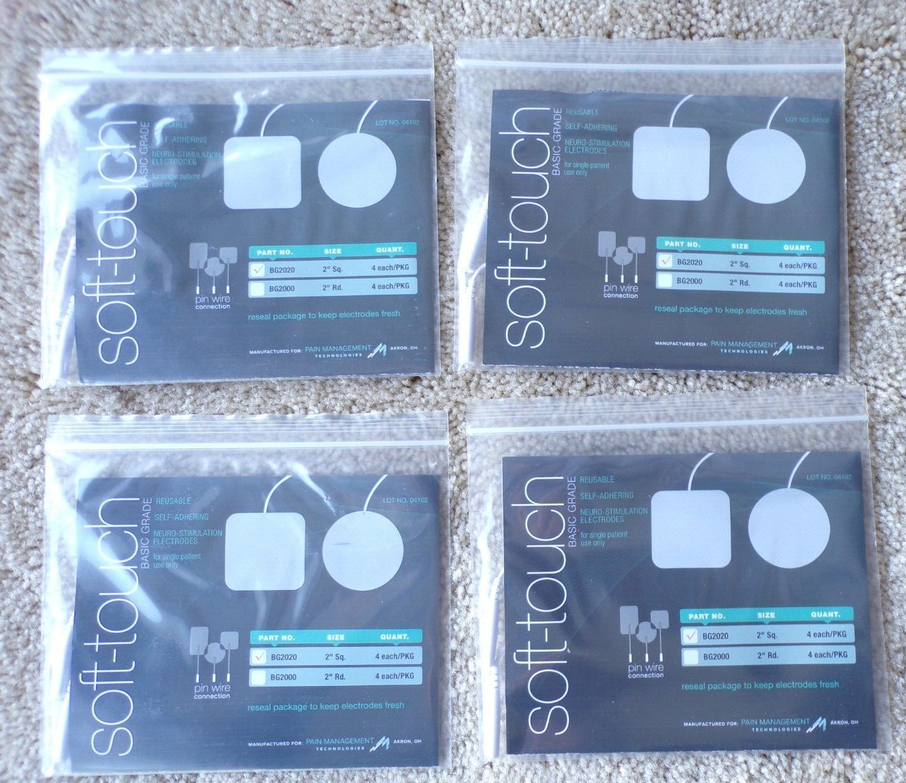 You Get 4 Packs - BG2020 soft-touch pain management electrodes (16); b5