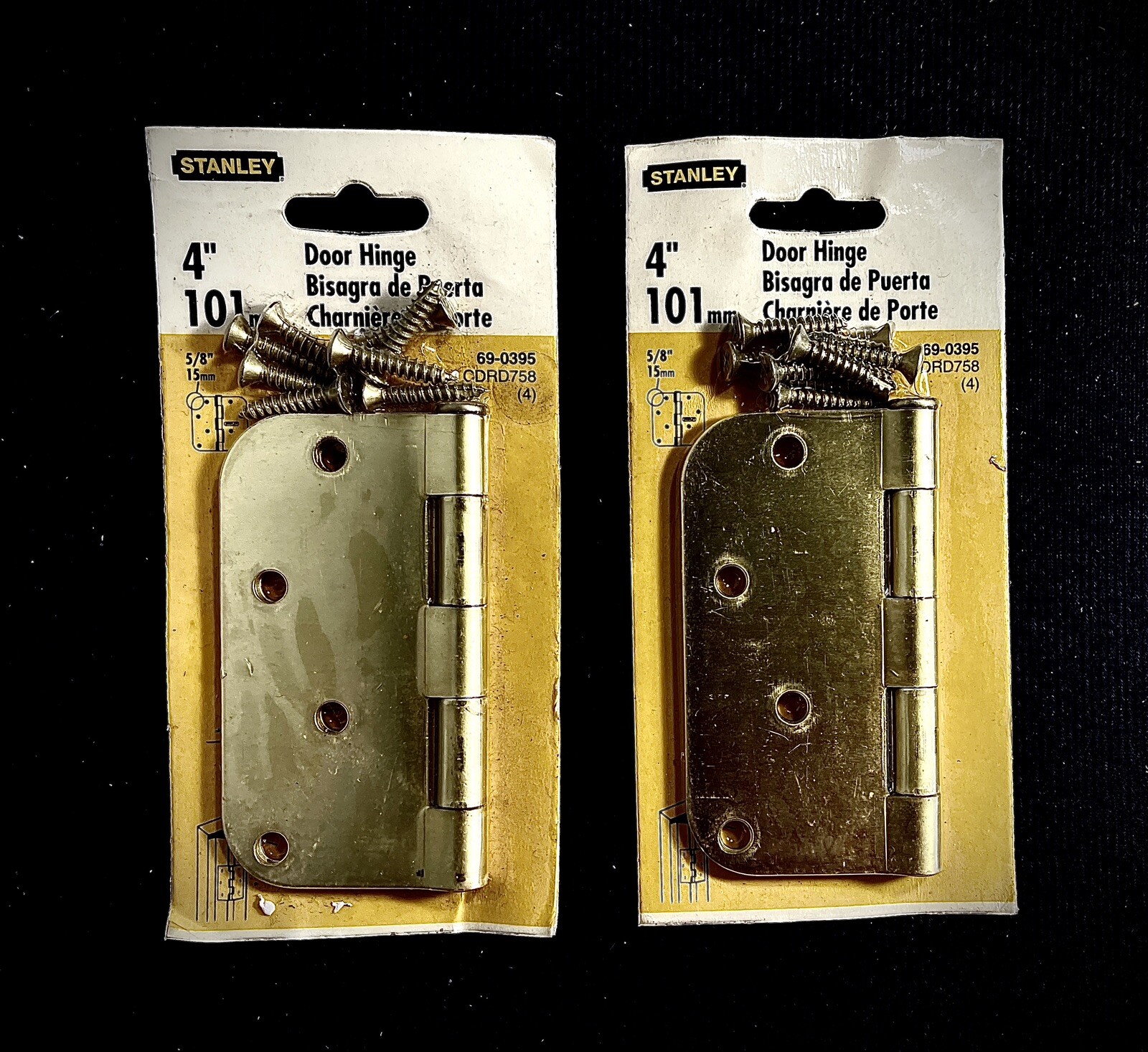 2- Stanley 4" Door Hinges #69-0395 Steel/ Satin Brass Finish  033923903950