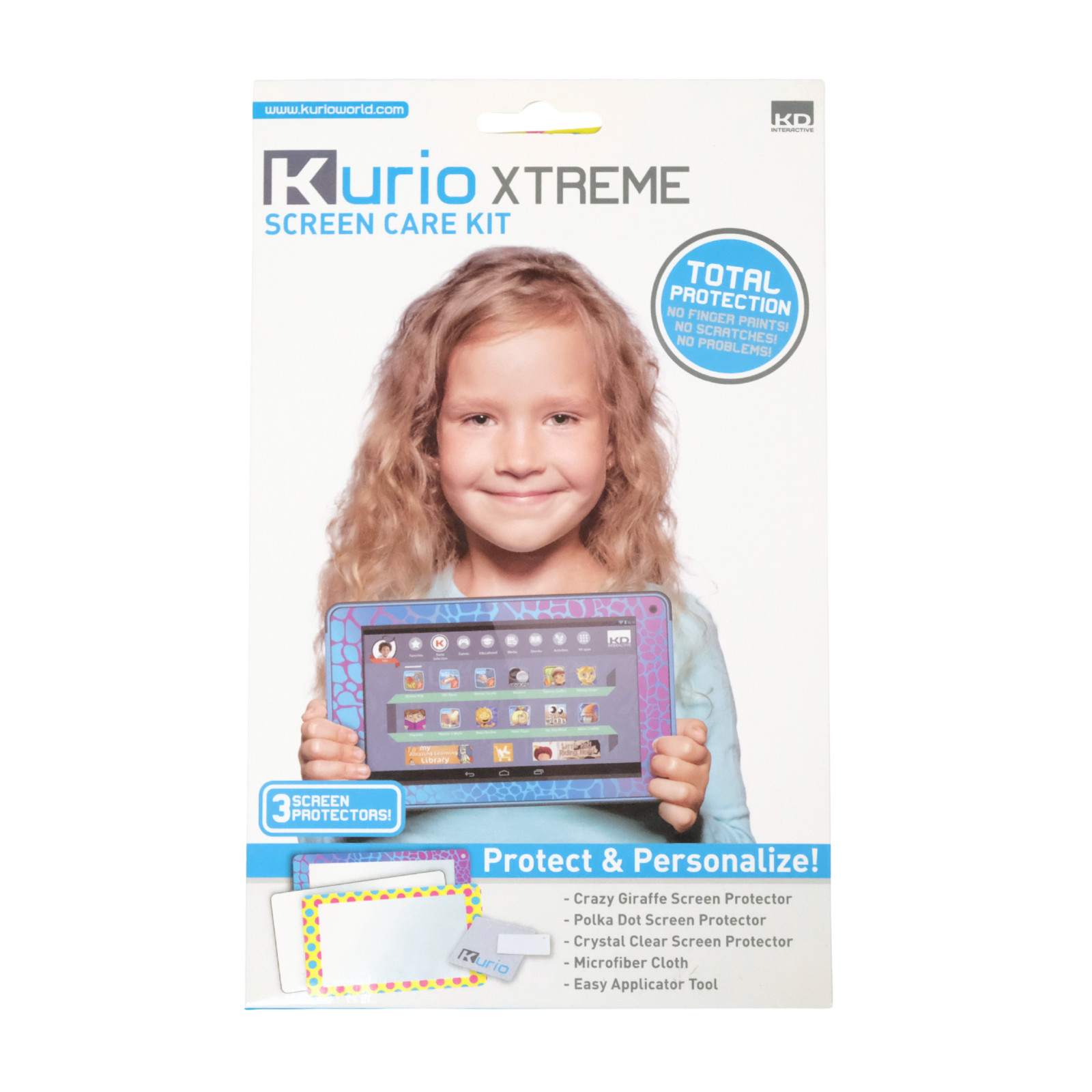 Kurio Xtreme Screen Care Kit 3 Pack - Crazy Giraffe/ Polka Dot/ Crystal Clear