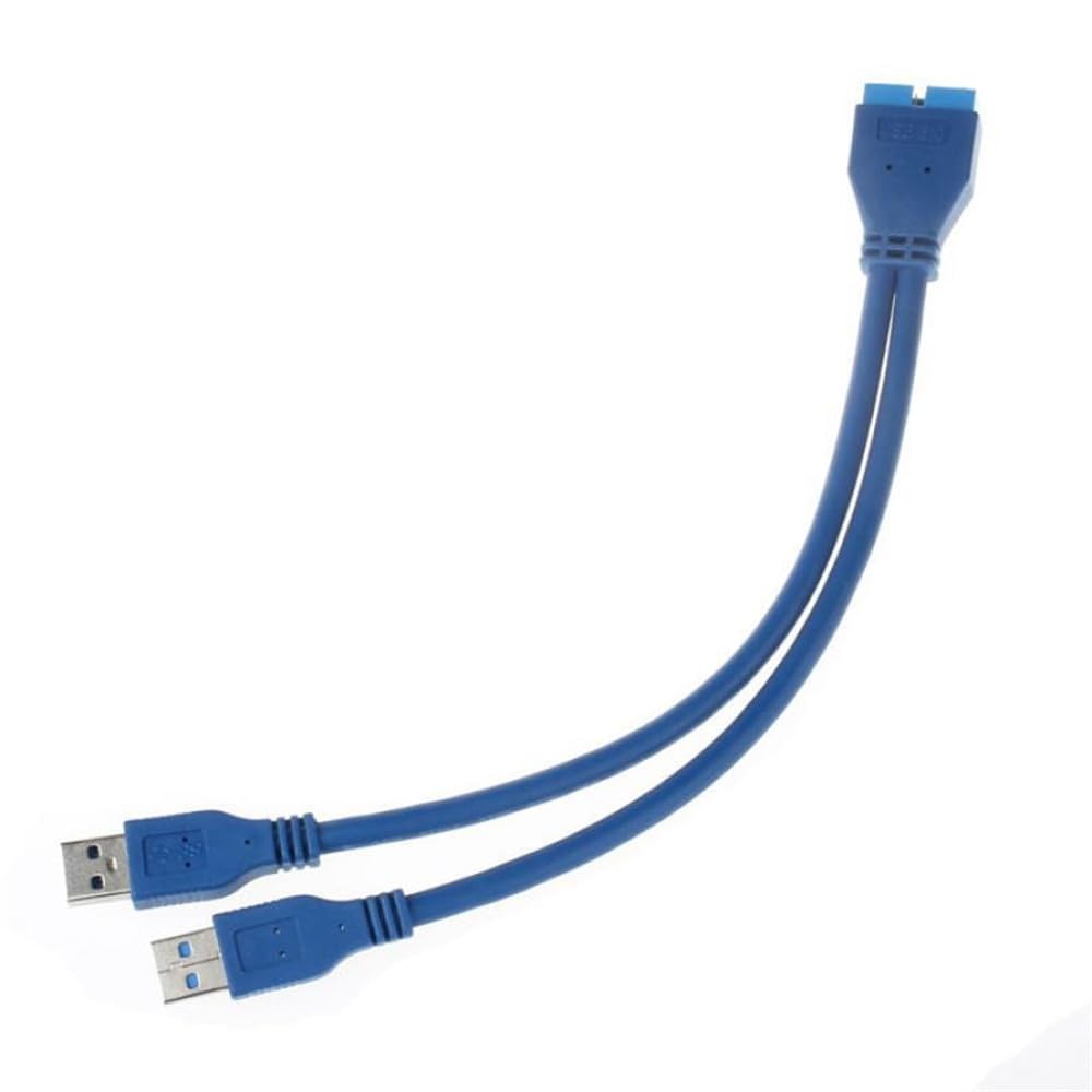 Dual Port USB 3.0 a Male to 20 Pin Male Motherboard Extension Cable Adapter 5Gbp