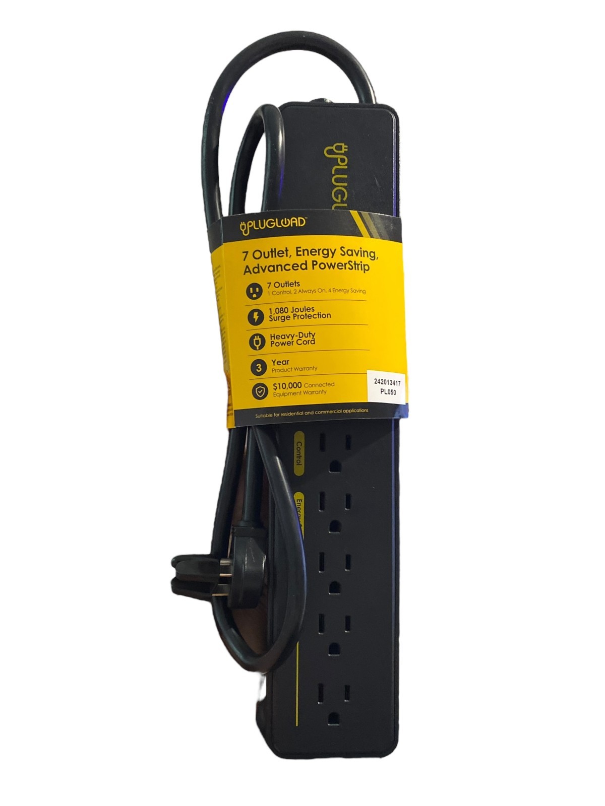 Plugload 7-Outlet Advanced PowerStrip Surge Protector Black- PL07