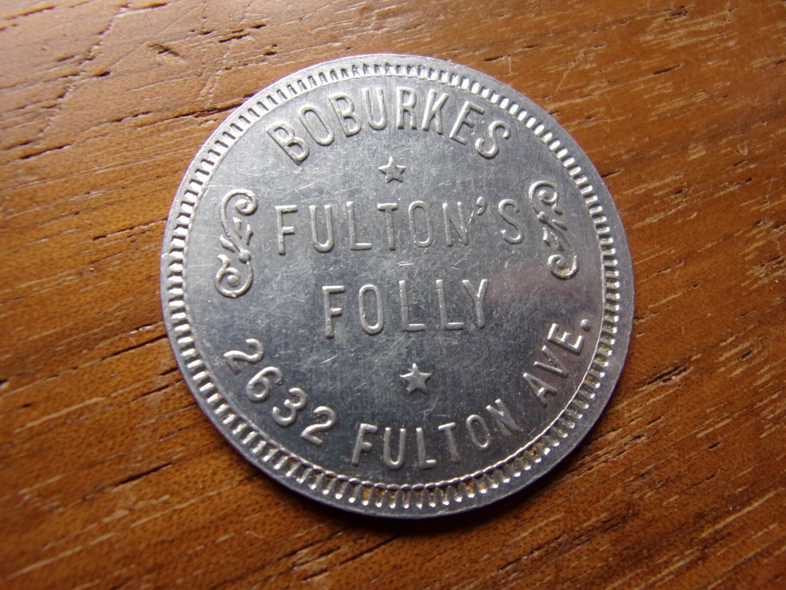SACRAMENTO CA. FULTON'S FOLLY GOOD FOR DRINK TRADE TOKEN