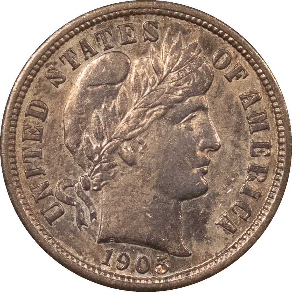 1905-S BARBER DIME - HIGH GRADE EXAMPLE! CLOSE TO UNCIRCULATED!