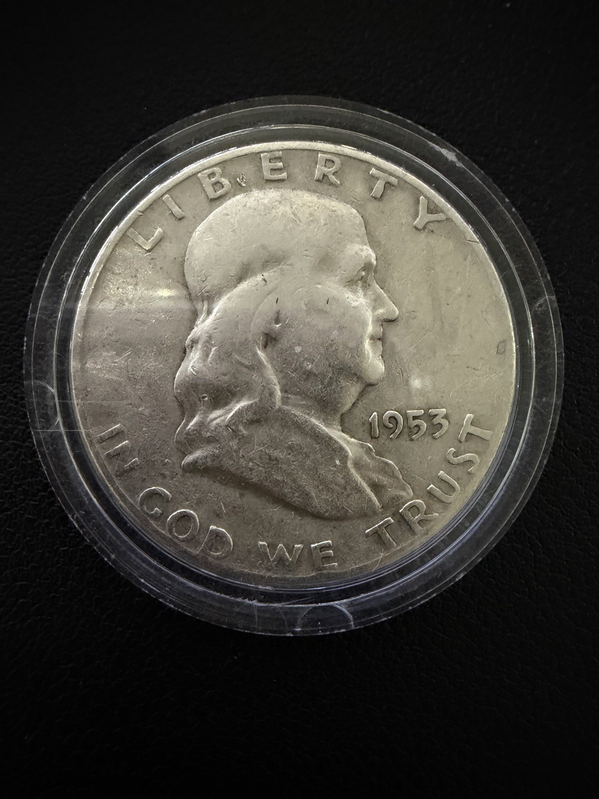 1953 United States Franklin Half Dollar, vintage collectible coin.