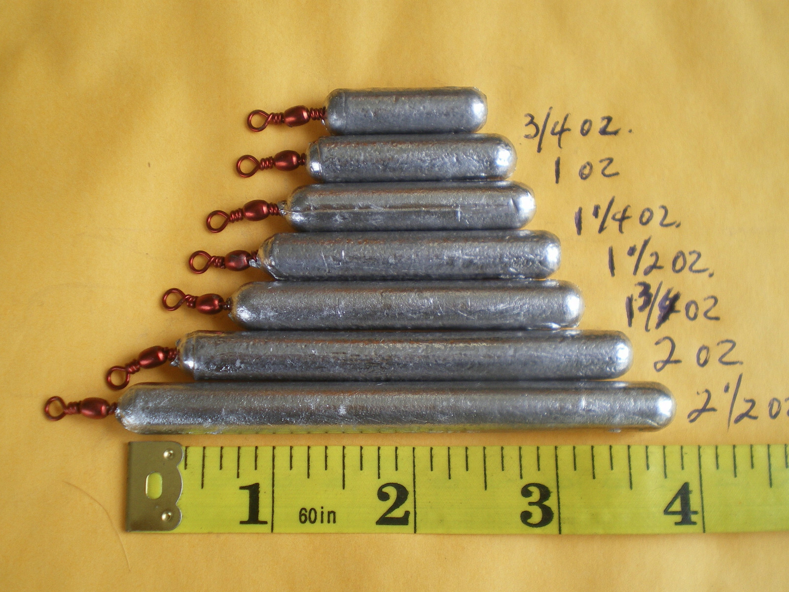 14 BOTTOM BOUNCER PENCIL SINK.3/4,1,1-1/4,1-1/2,1-3/4,2,2-1/2 OZ.RED SWIVEL 2ea
