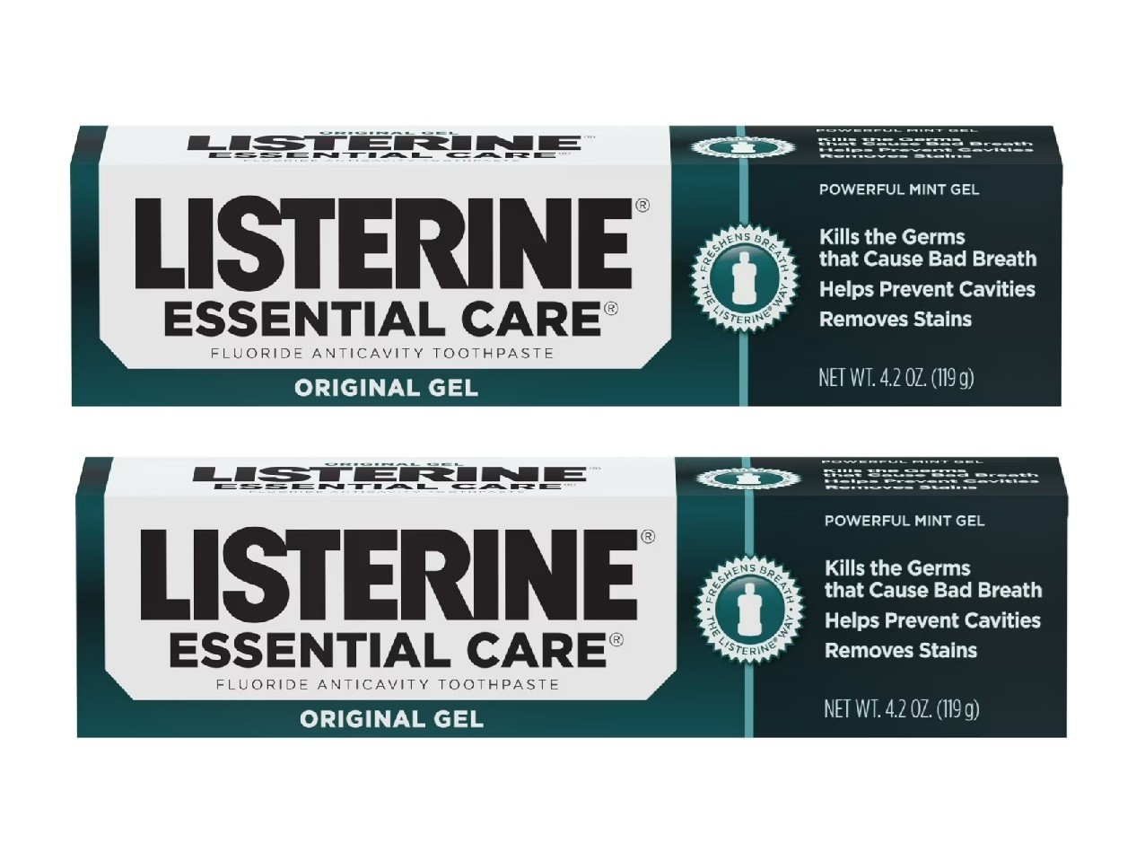 Listerine Essential Care Original Gel Fluoride Mint Toothpaste, 4.2 oz, 2 pk