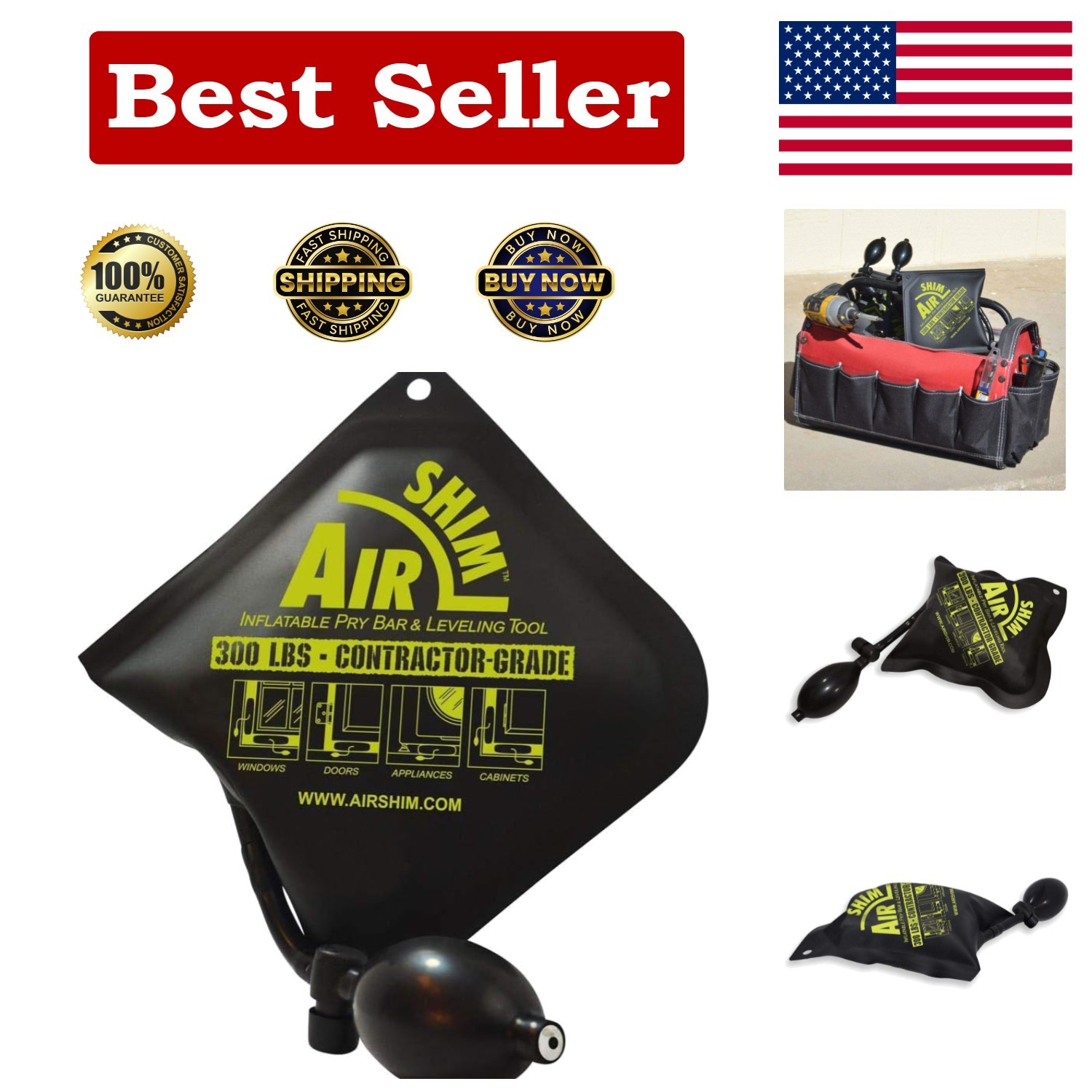 Compact 300 LB Contractor-Grade Air Shim Leveling Tool for Easy Installations