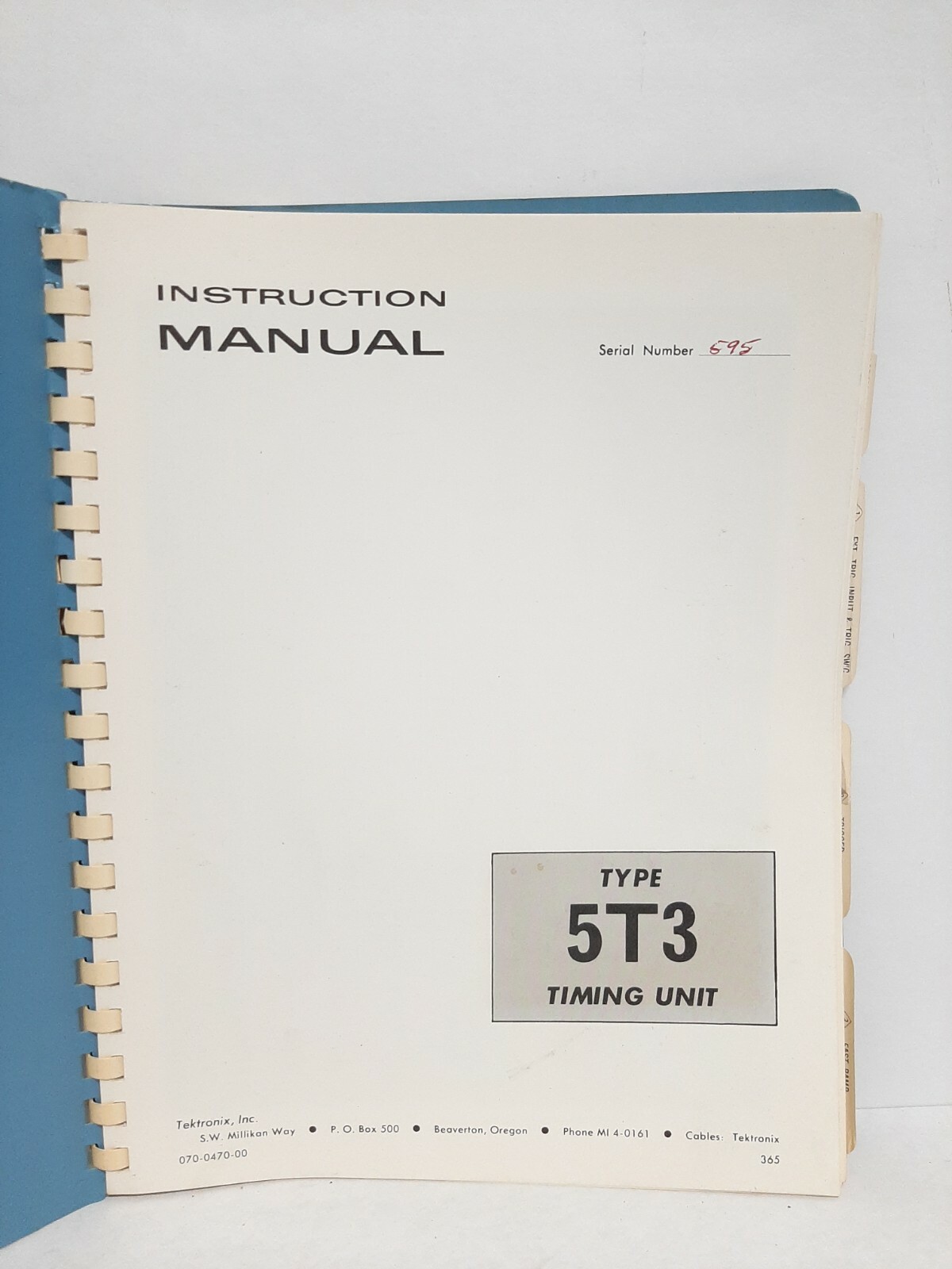 TEKTRONIX TYPE 5T3 TIMING UNIT INSTRUCTION MANUAL 070-0470-00 ORIGINAL /COMPLETE