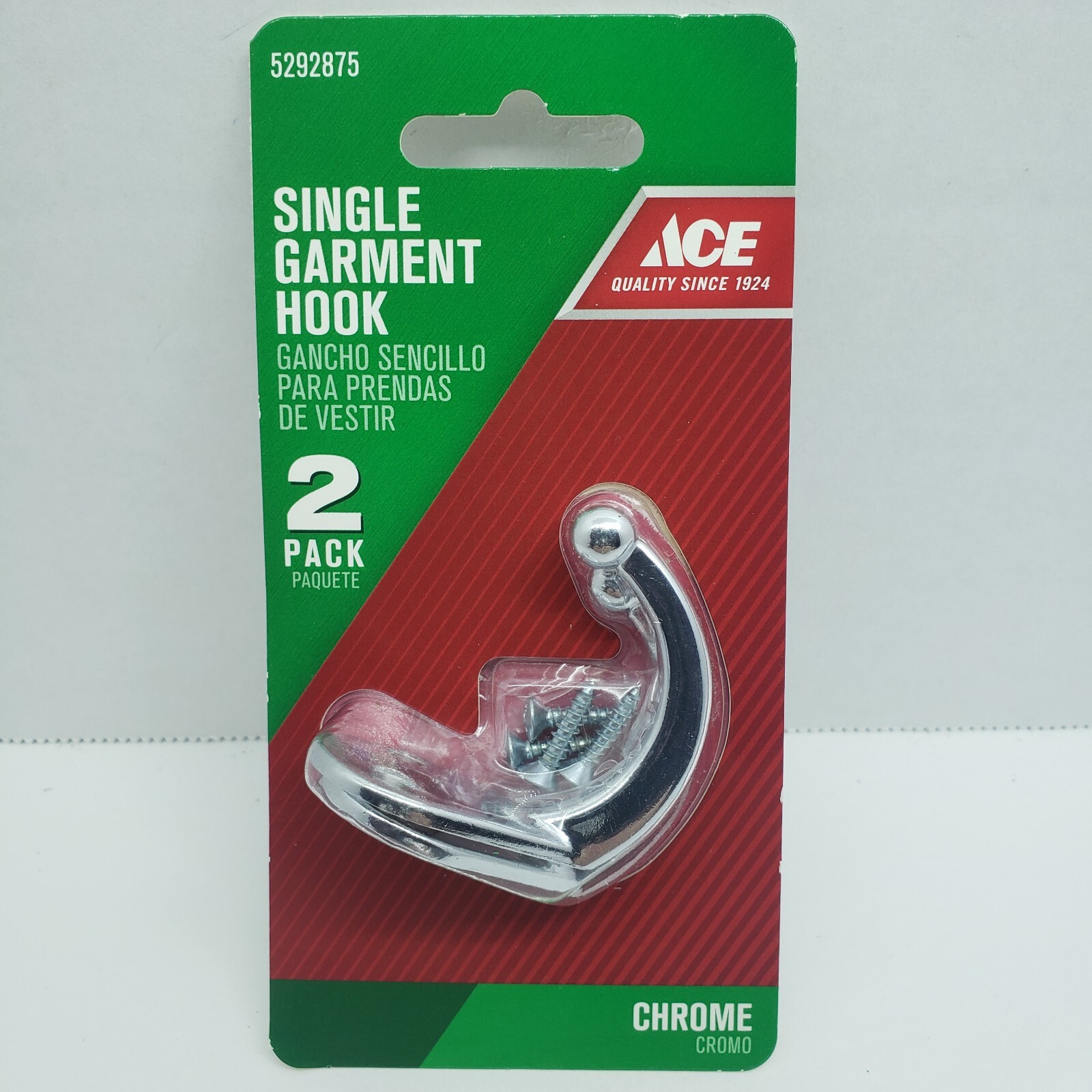 ACE Single Garment Hook Chrome 2 Pack   #5292875