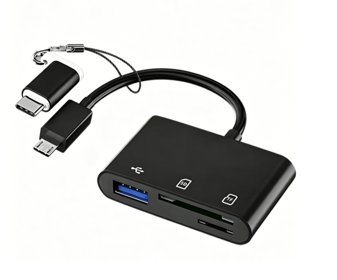 USB C Micro USB 4 in 1 Memory Card Reader Supports SD TF MS CF Card Adapter Hub