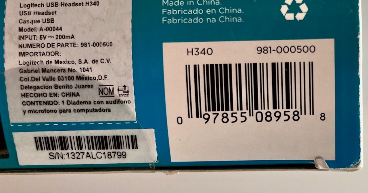 Logitech H340 USB Wired Headset with Noise Cancelling mic - New, Sealed