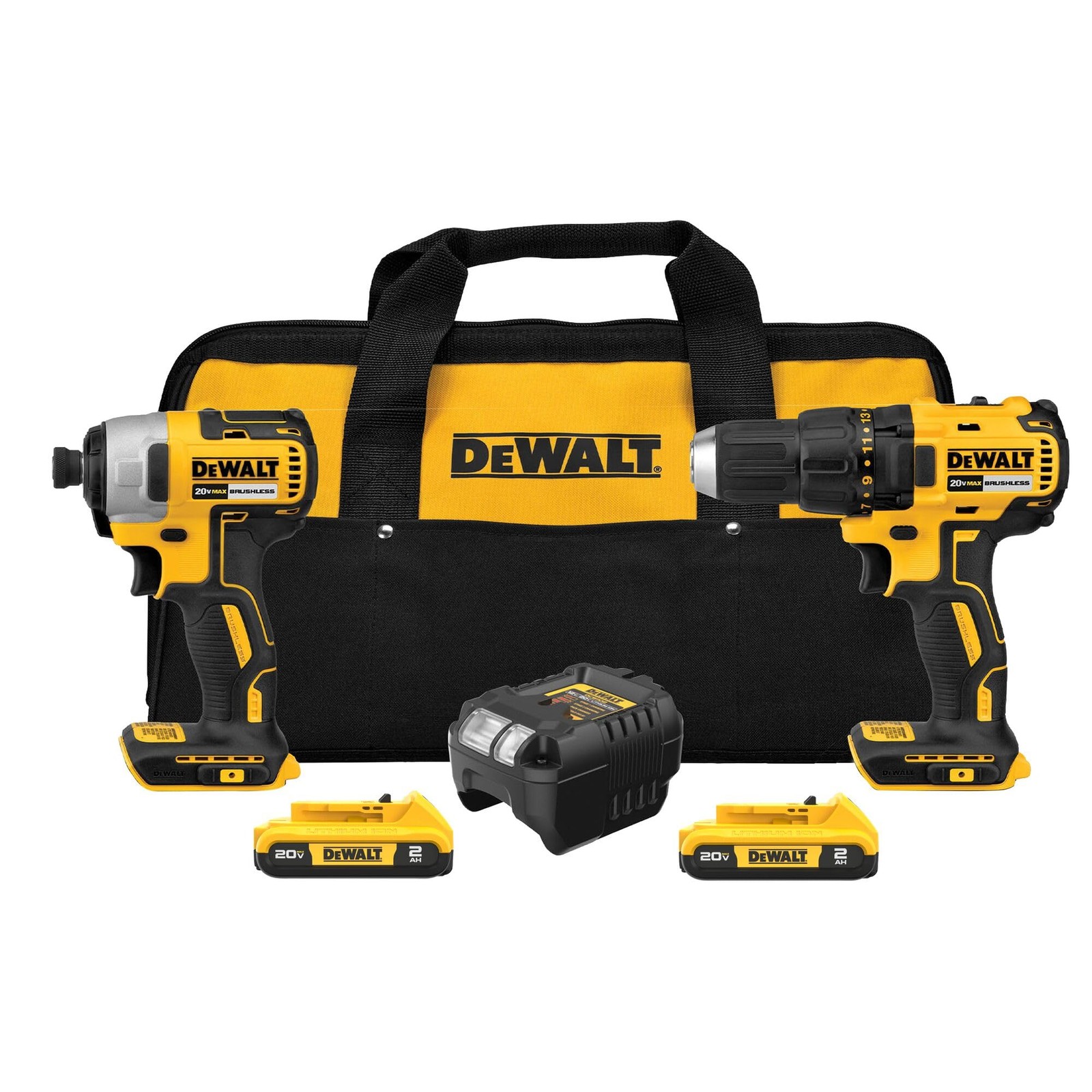 DEWALT 20V MAX Cordless Drill Impact Driver Brushless 2 Tool Combo Kit DCK277D2