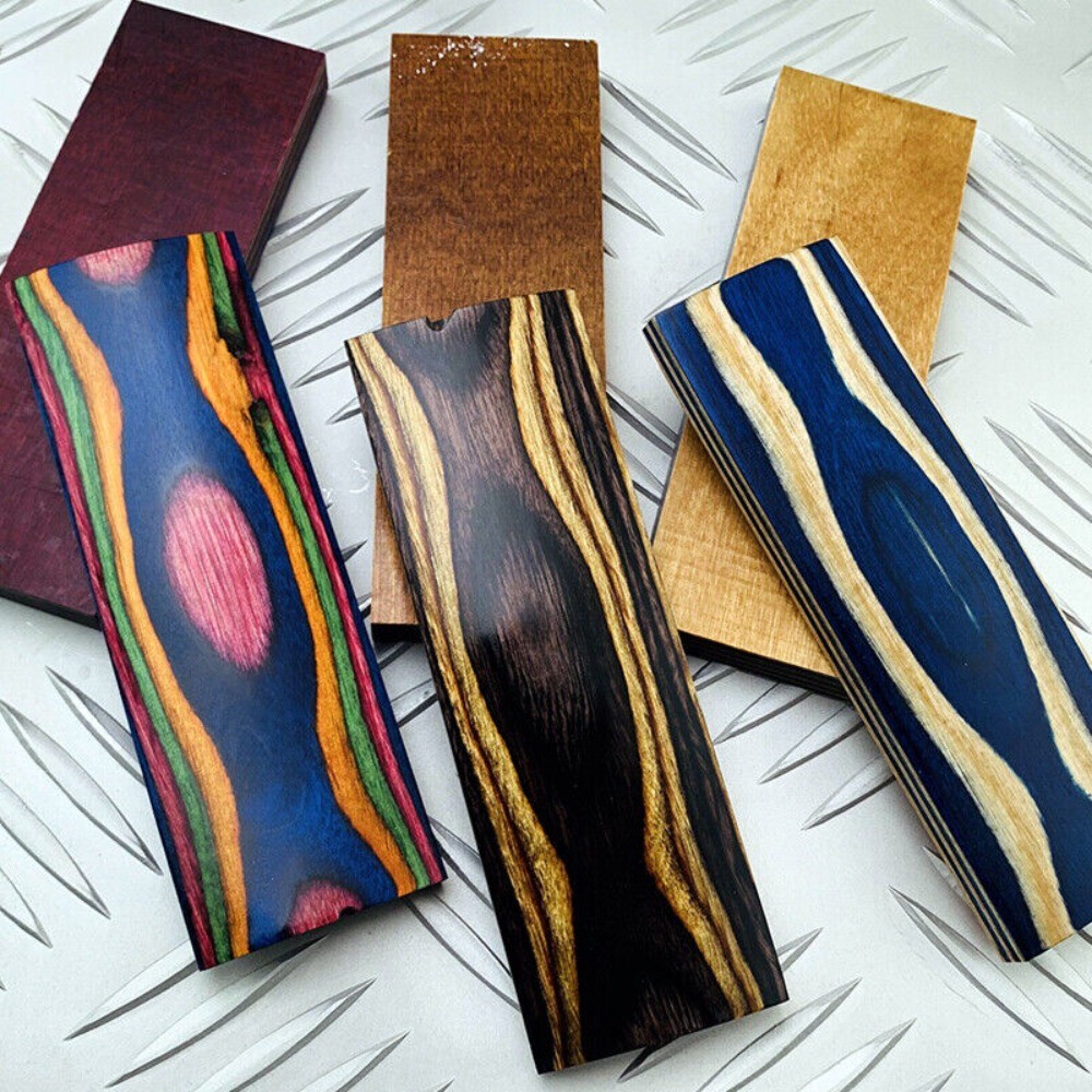 2 Pieces Color Wood Knife Handle Material Knife Handle Scales Blanks Shank Patch