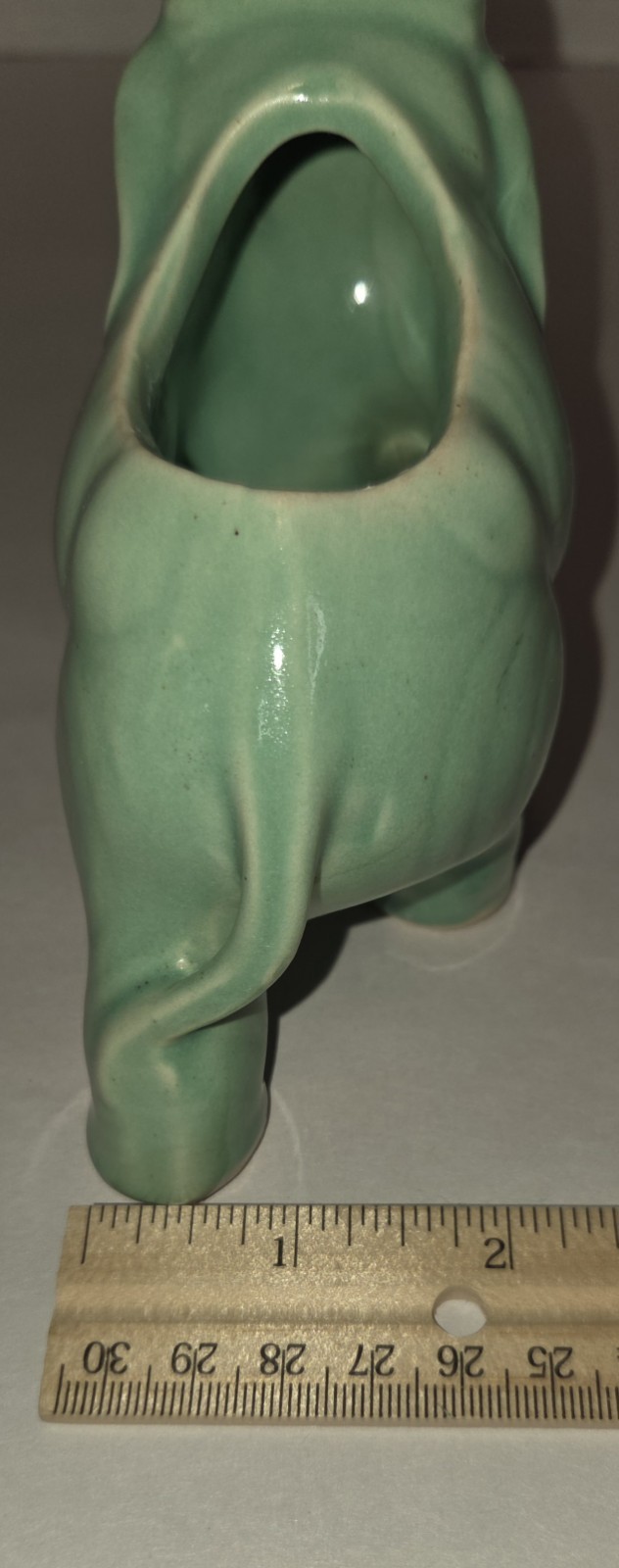 VTG Ceramic Elephant Planter Green Trunk Up Figural Spring Unmarked
