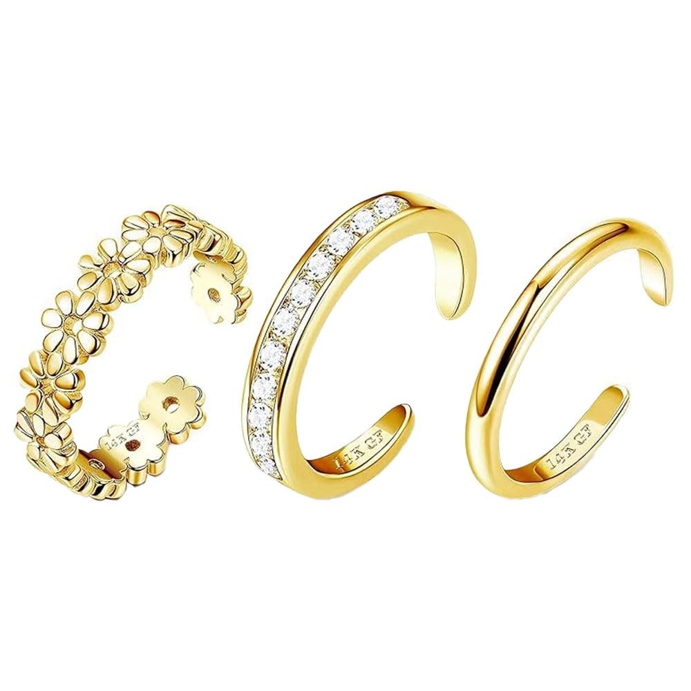 ZYMJBB Gold Filled Toe Rings for Women Non Tarnish 3Pcs, 14K Gold Filled Toe ...