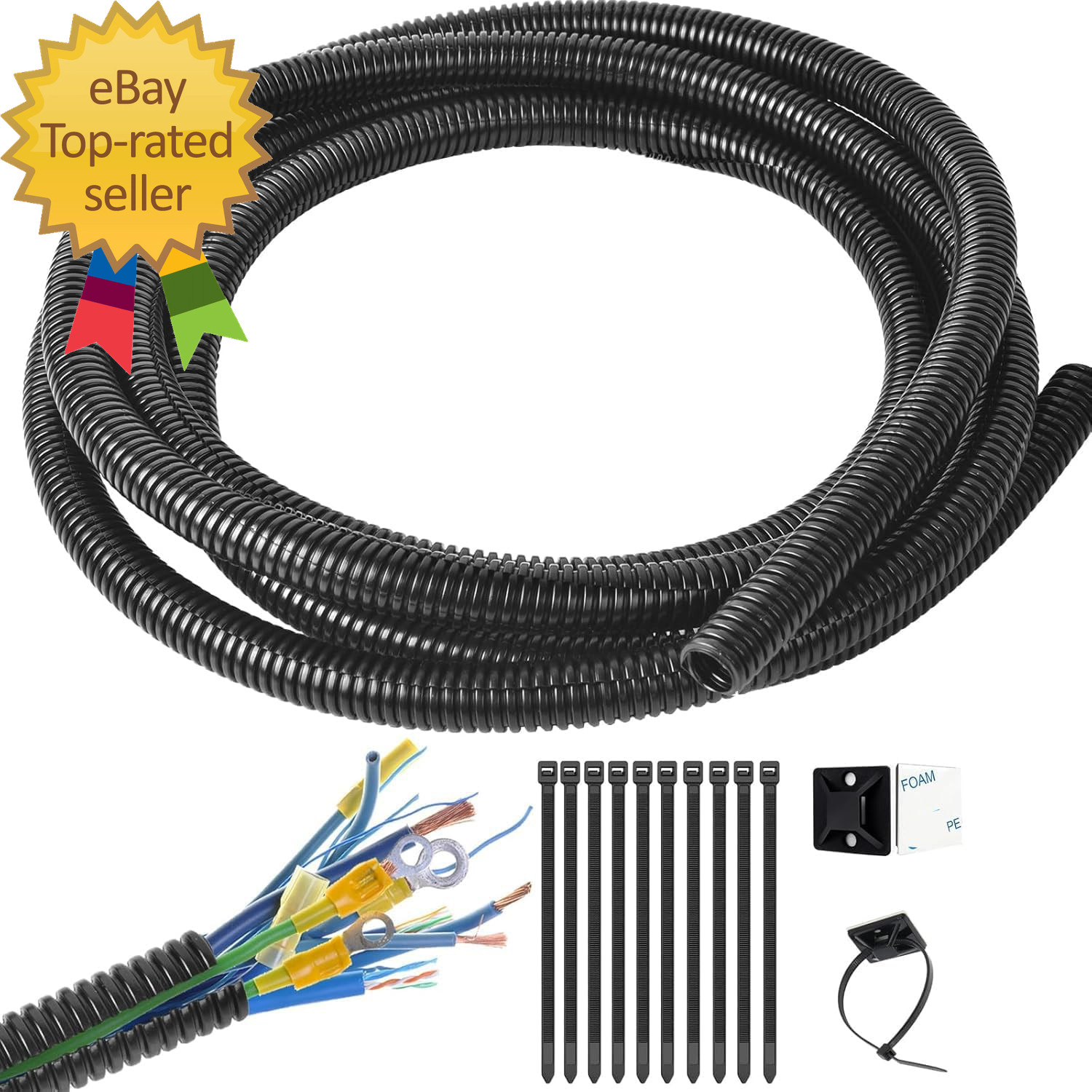 1/4 Inch Wire Loom Split Tubing 30 Ft Cord Protector Electric Wires Covers