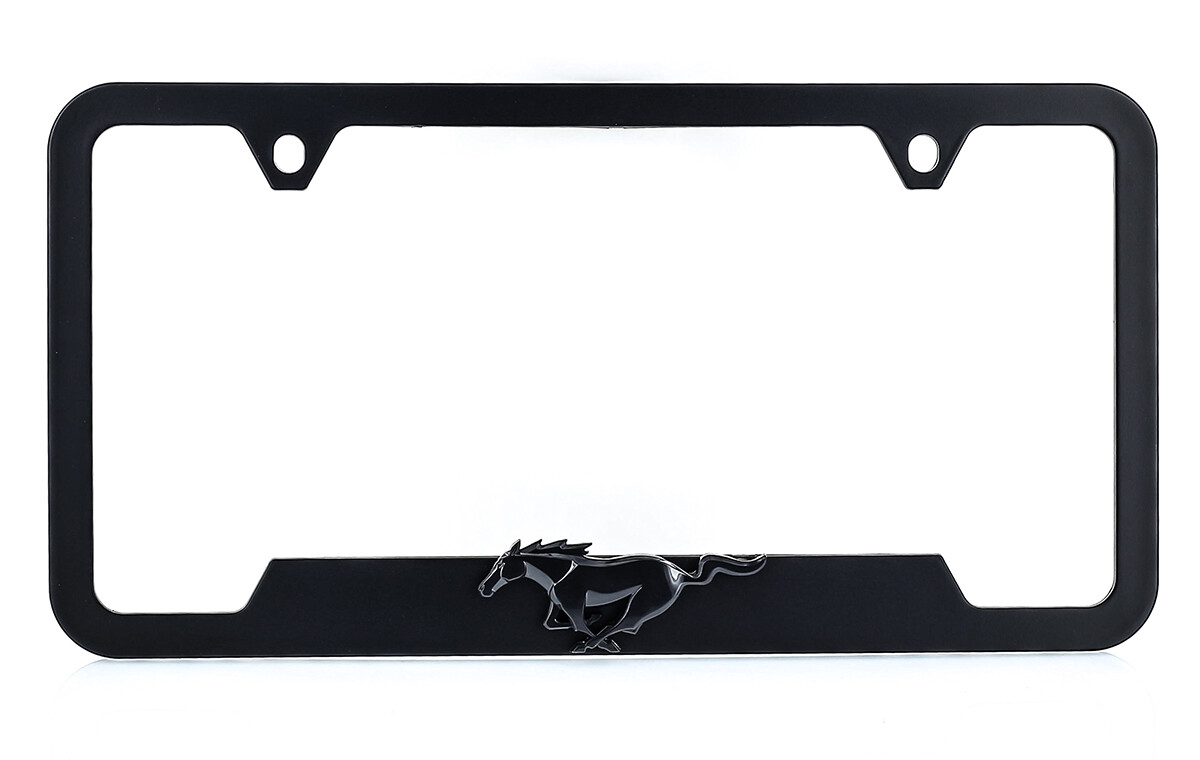 3D Mustang Emblem Black Plastic License Frame Holder