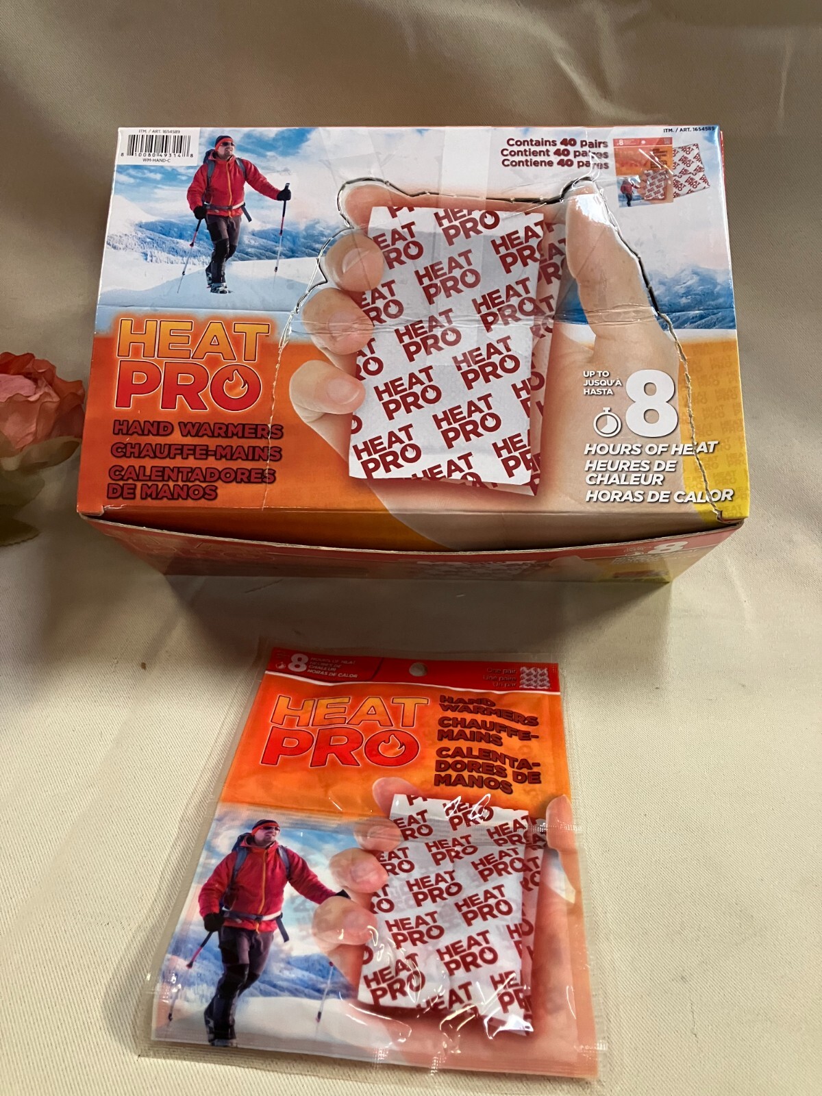 Heat PRO Hand Warmers, Up to 8 Hours Heat, Air-Activated, Safe Natural box of 40
