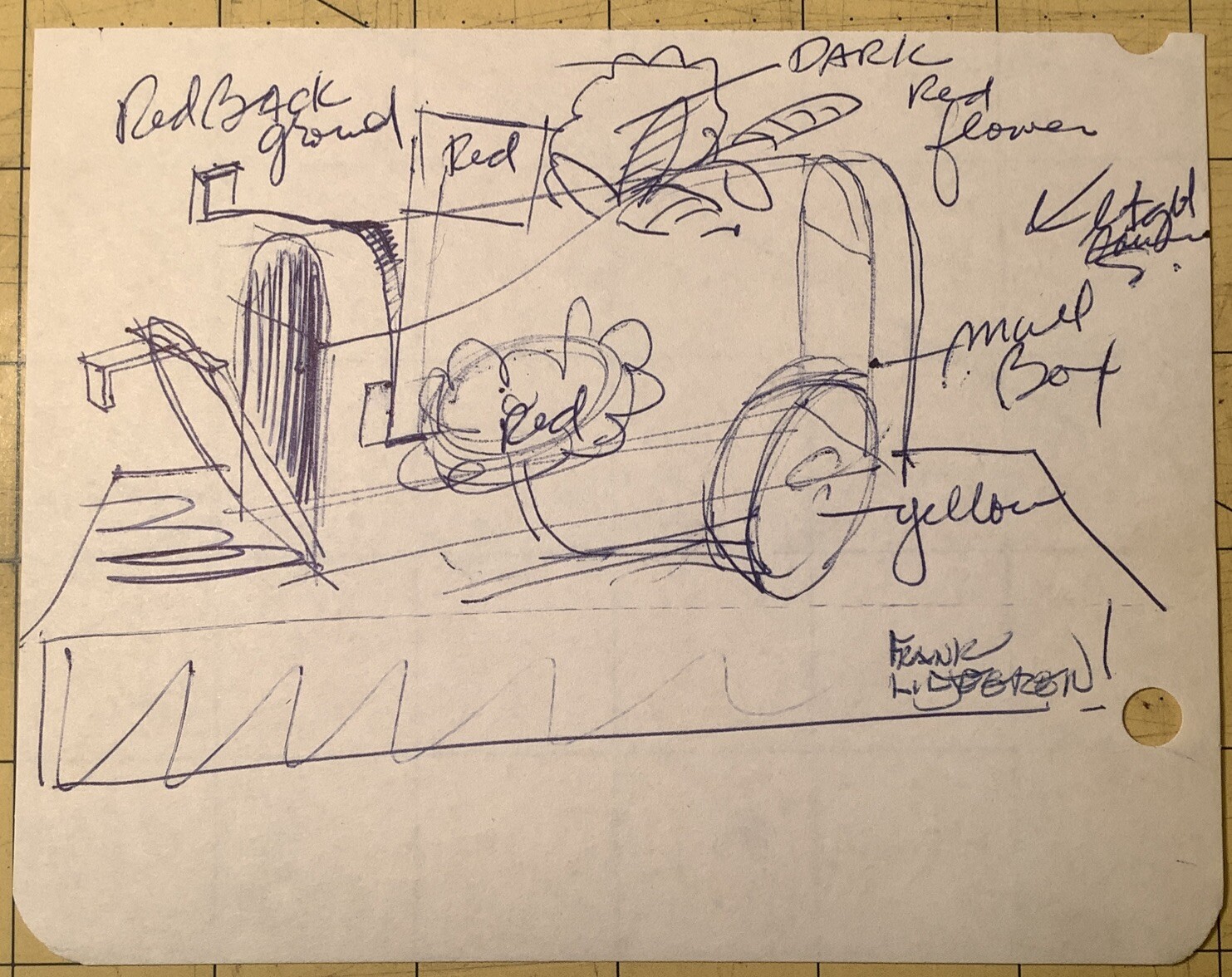 Original Pen Sketch Ohio Artist Frank Liljegren With Signature INV-P0816