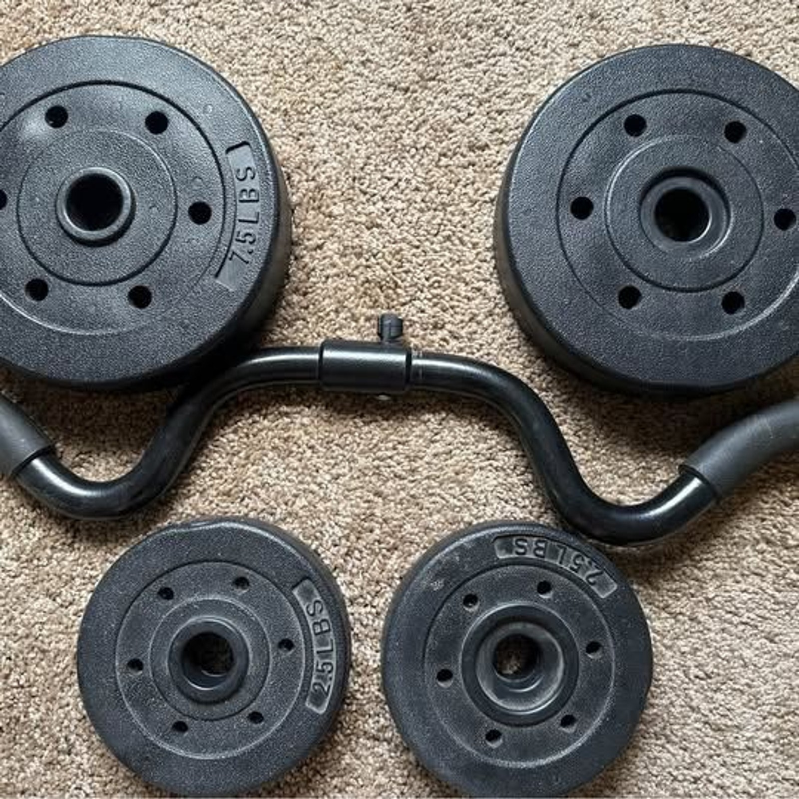 Curling bar with weights