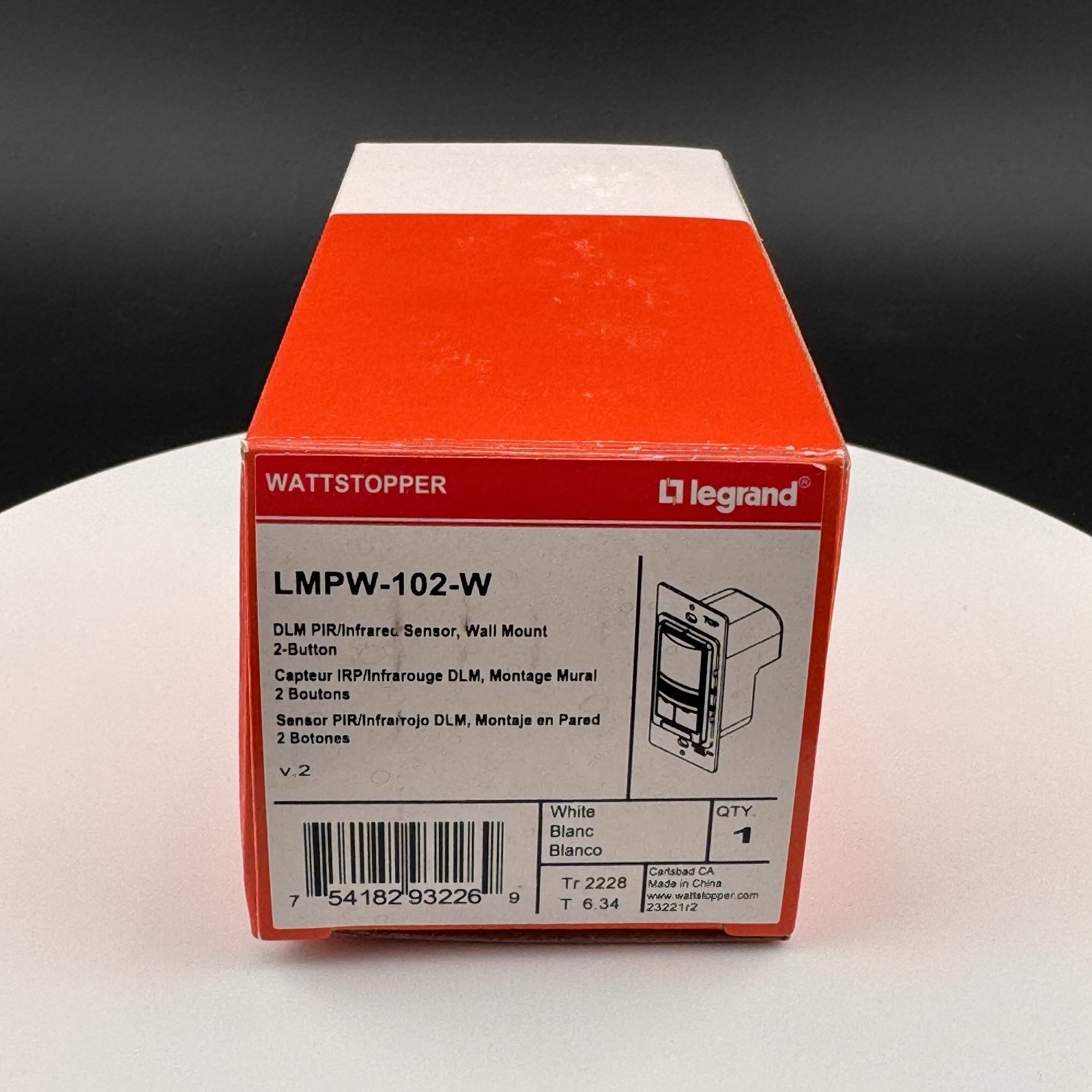 Watt Stopper LMPW-102-W Digital PIR Wall Switch Occupancy Sensor On/Off White