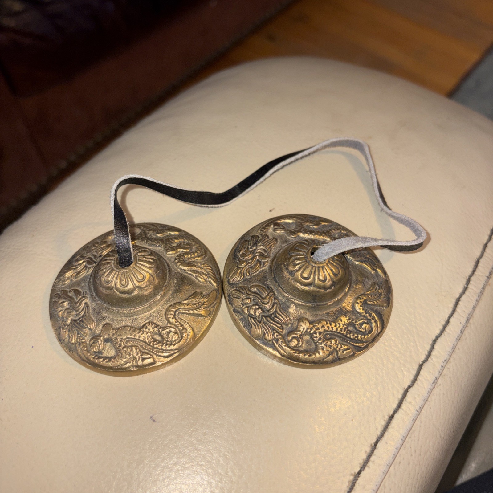 DRAGON TIMSHA BELLS FINGER CYMBALS BRONZE BUDDHA YOGA ENERGY CHIMES