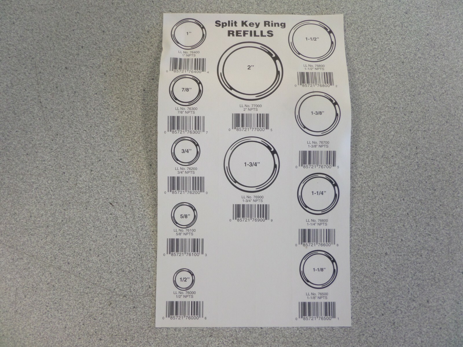 LUCKY LINE 36500 SPLIT KEY RING DISPLAY