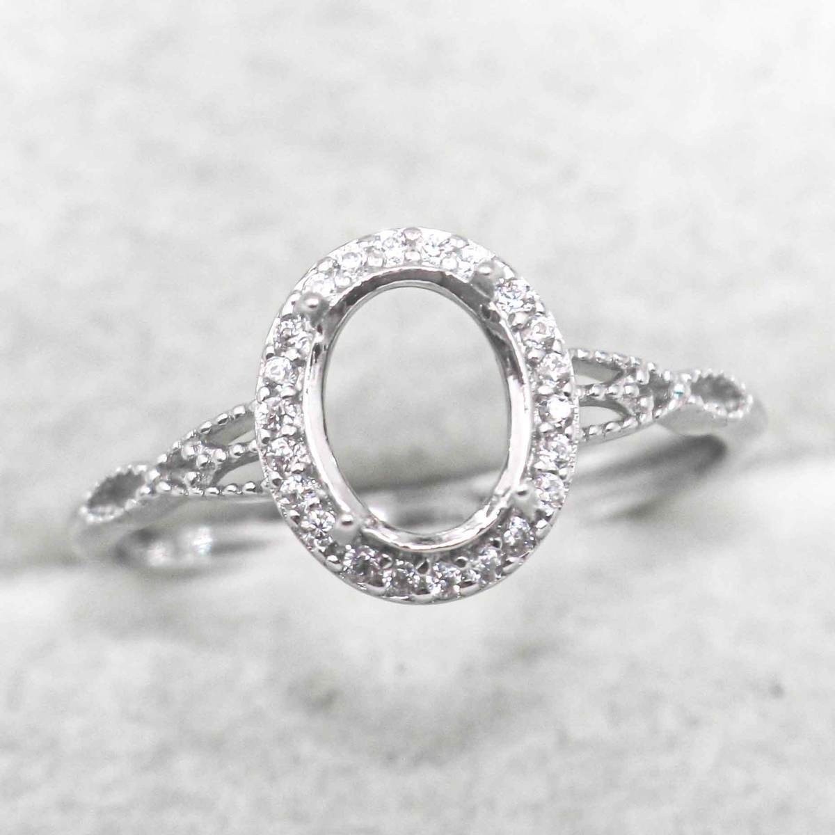 925 Sterling Silver Semi Mount 7X5mm Oval Frame Ring Blank Frame Wedding Ring