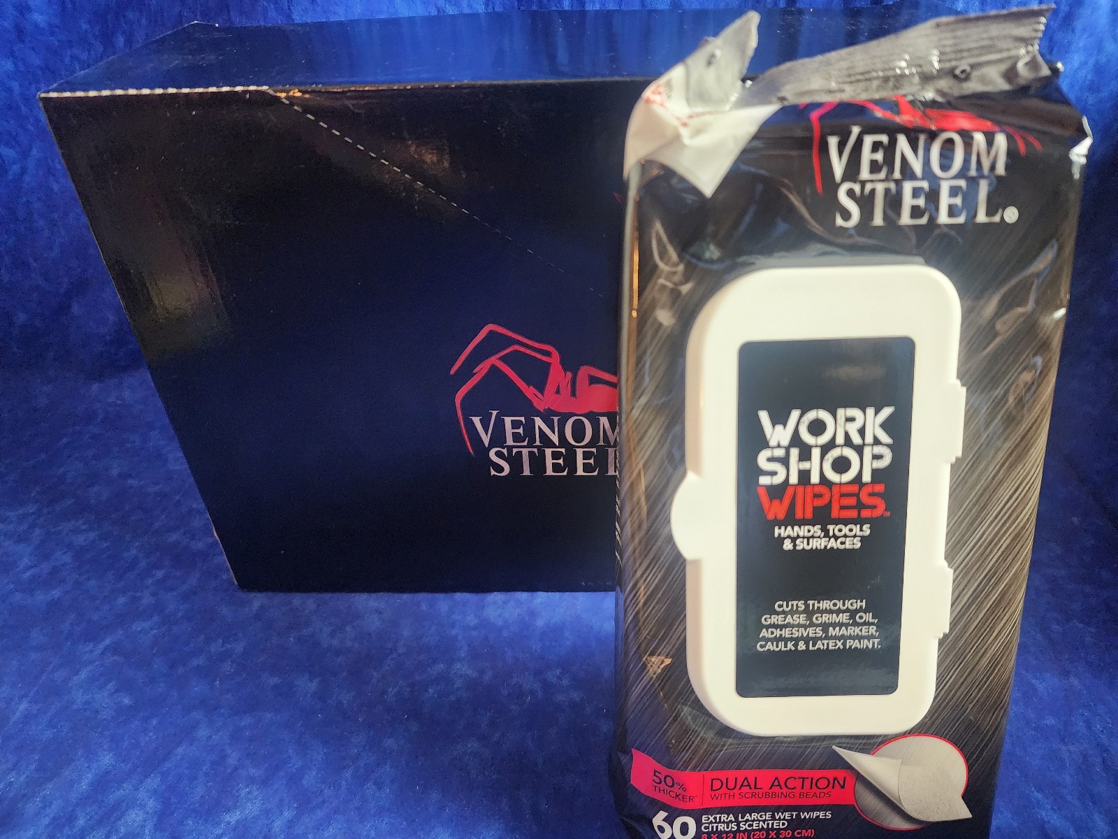 Lot of 4 Venom Steel Workshop Wipes with Scrubbing Beads, VENWP60