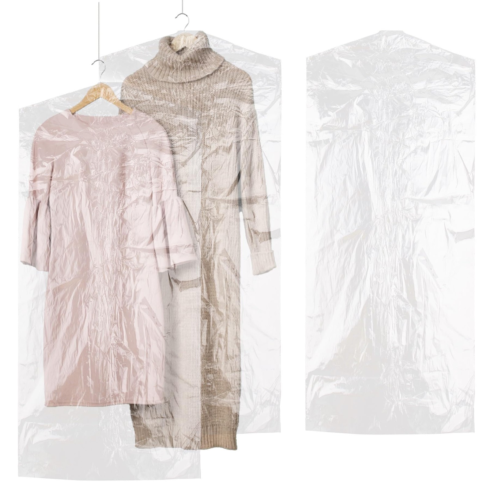 , 50 Pack 23.63" X 47" Clear Garment Bags Dry Cleaning Plastic Bags Disposabl