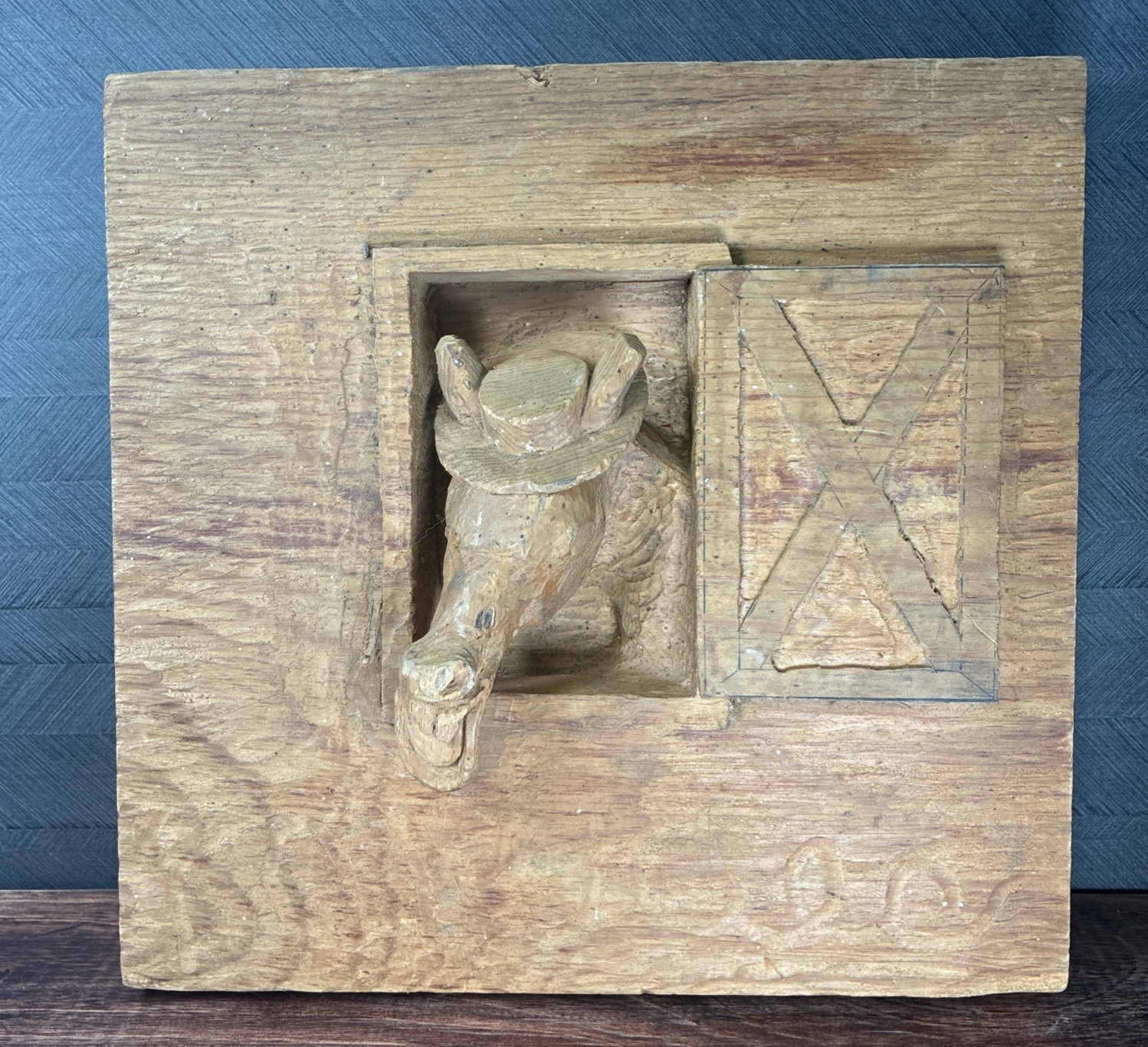 Vtg Hand Carved Humorous Horse Head With Hat, Previously Owned