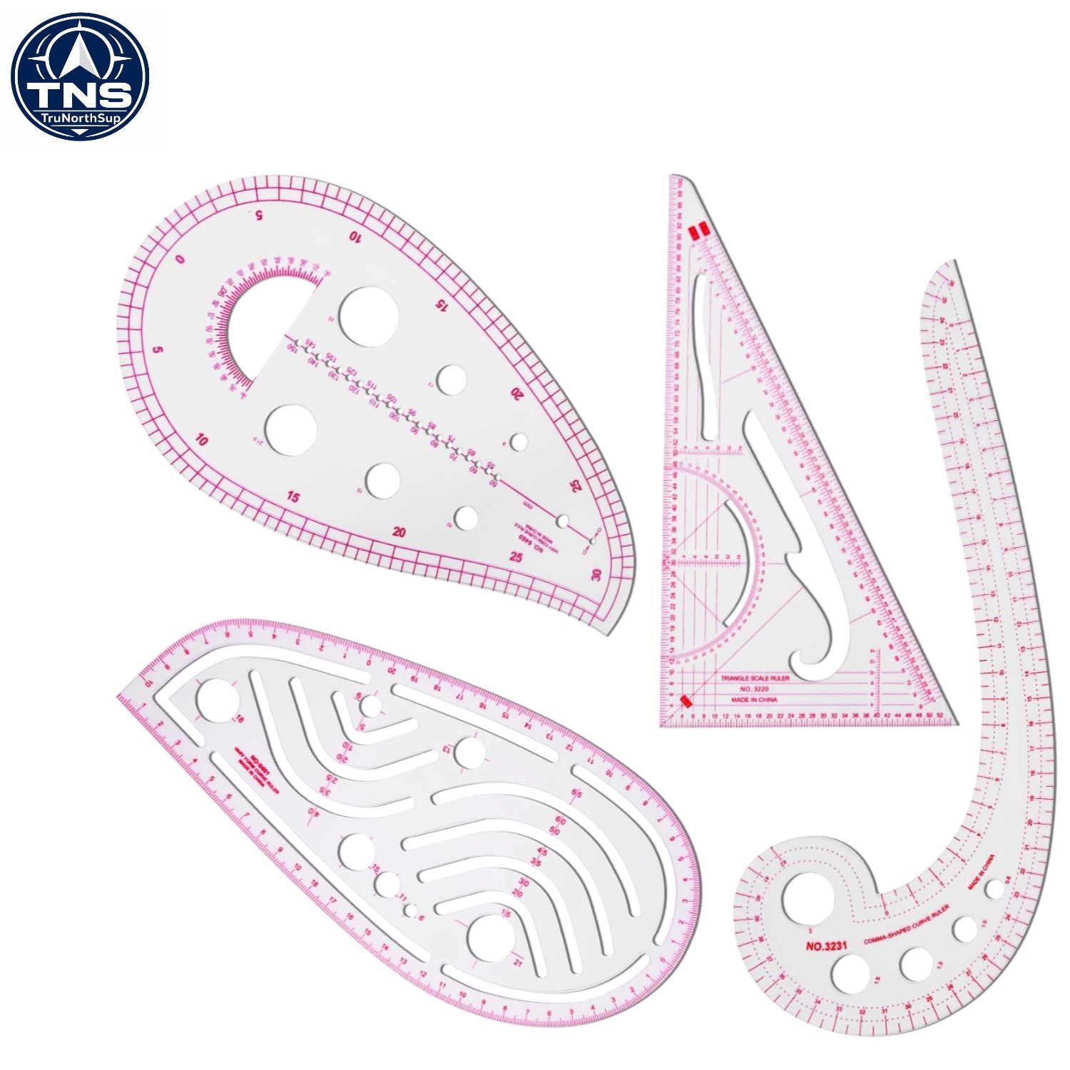 Transparent 4-Pc Metric Sewing Ruler Kit - Ideal for Tailors & Beginners