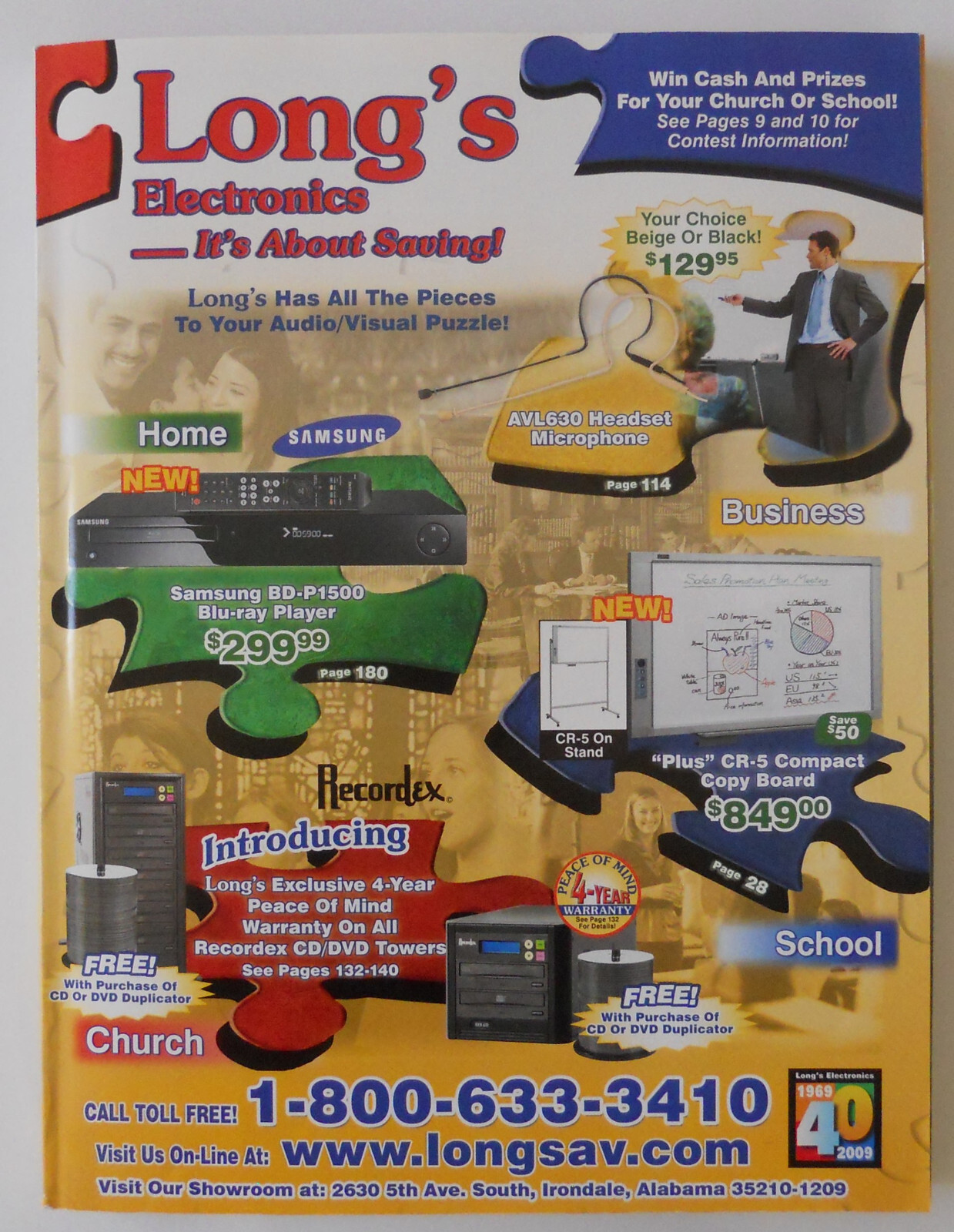 Long's Electronics~Catalog 820~2009~288 pp~Church/School Education/Training A/V