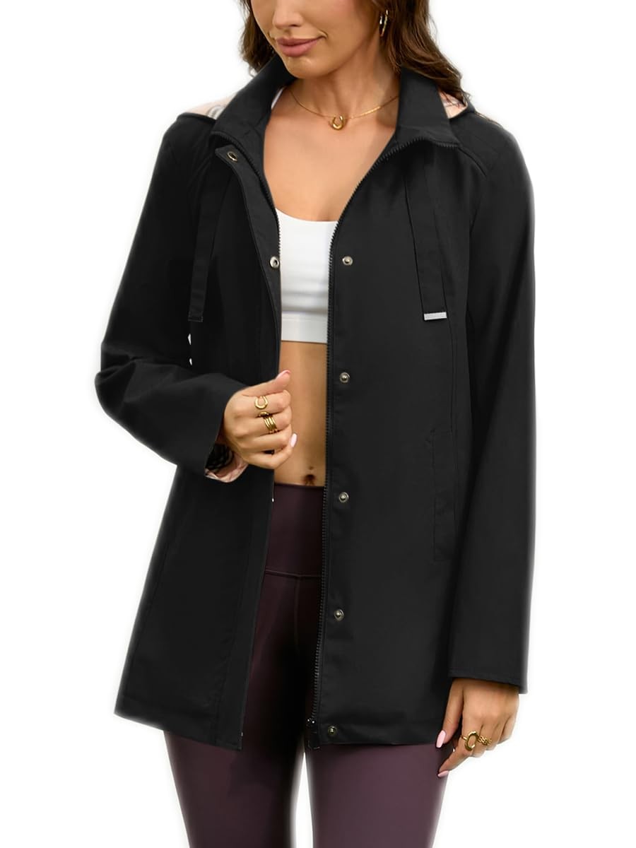 MODERN BUBBLE Womens Long Hooded Rain Jacket Waterproof Outdoor Hiking Rainco...