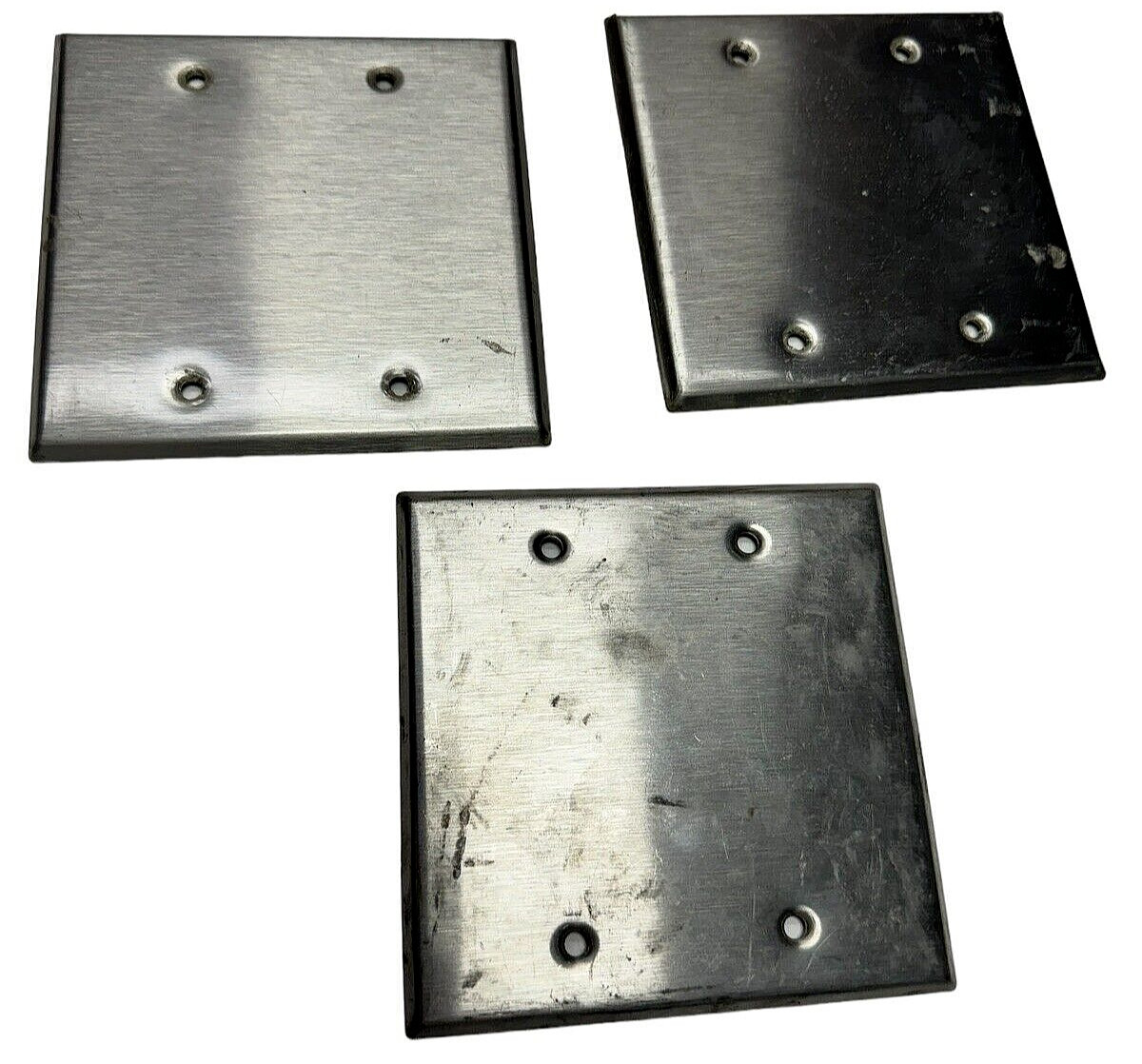 (Lot of 3) Leviton 27C8 Outlet Box Cover Stainless Steel Wall Plate 2-Gang