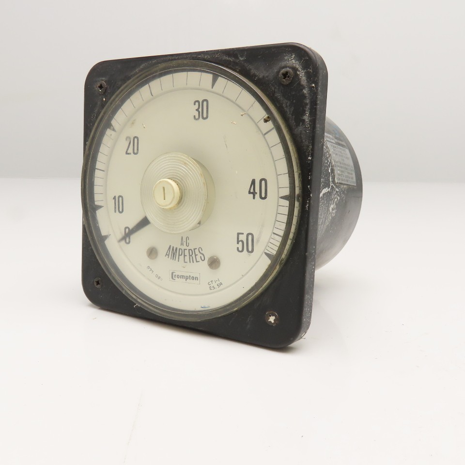 Crompton 08AA LSNT Type 077 0-50A Panel AC Amp Meter
